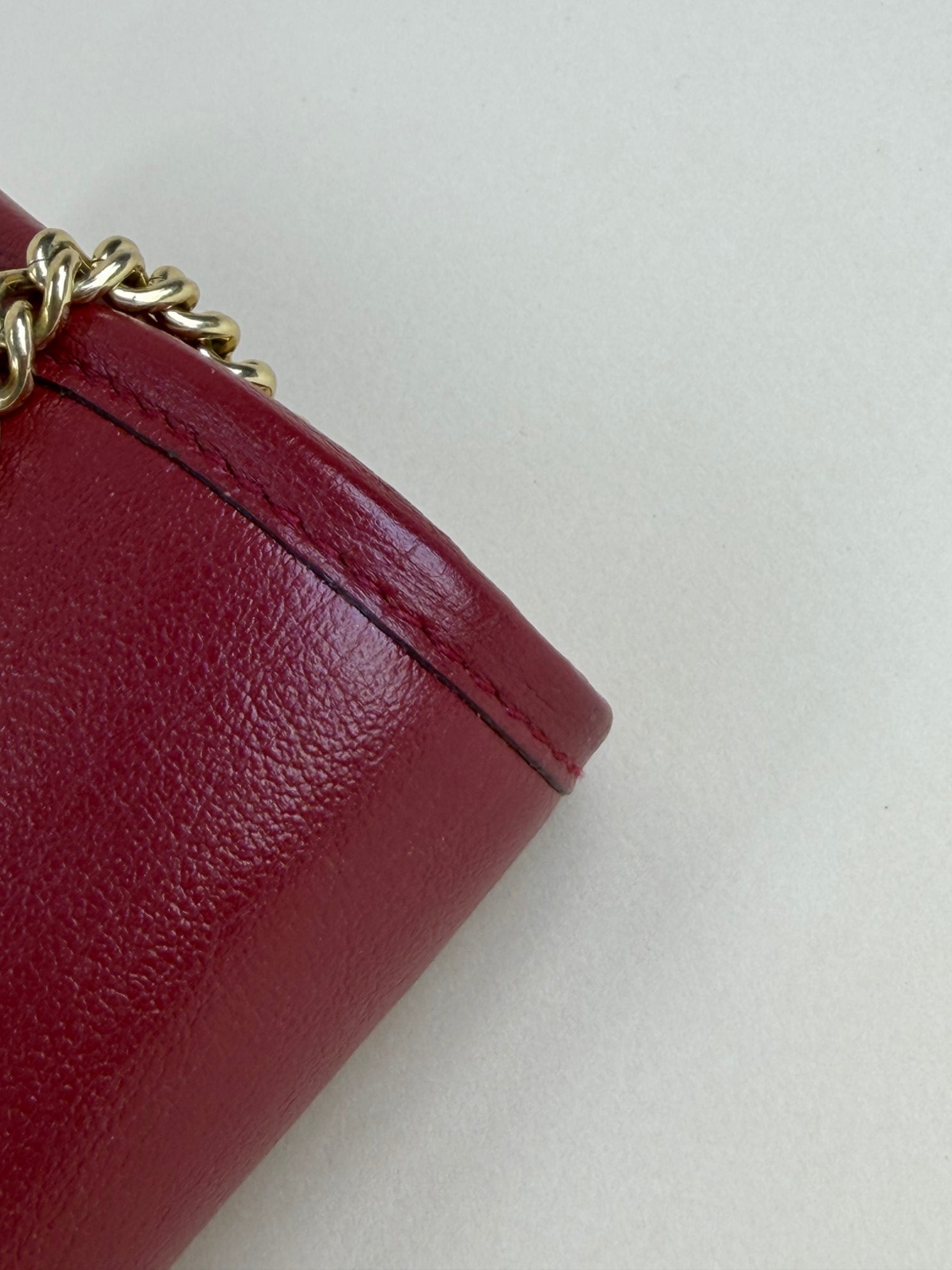 GUCCI red mini rajah web leather