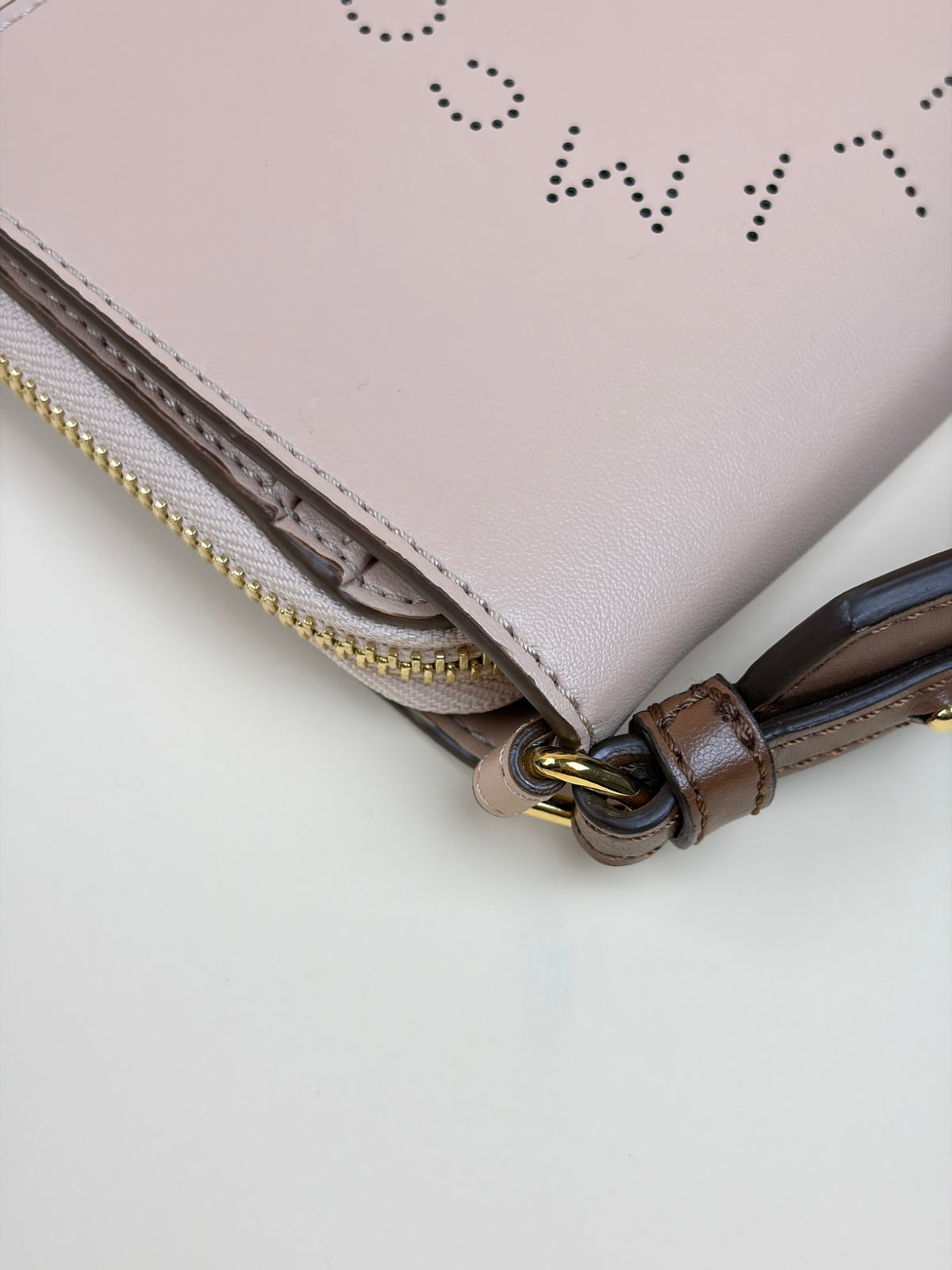 stella McCartney pink leather mini logo cross body