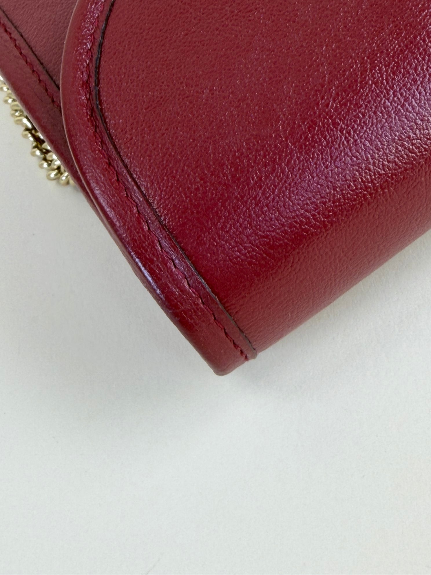 GUCCI red mini rajah web leather