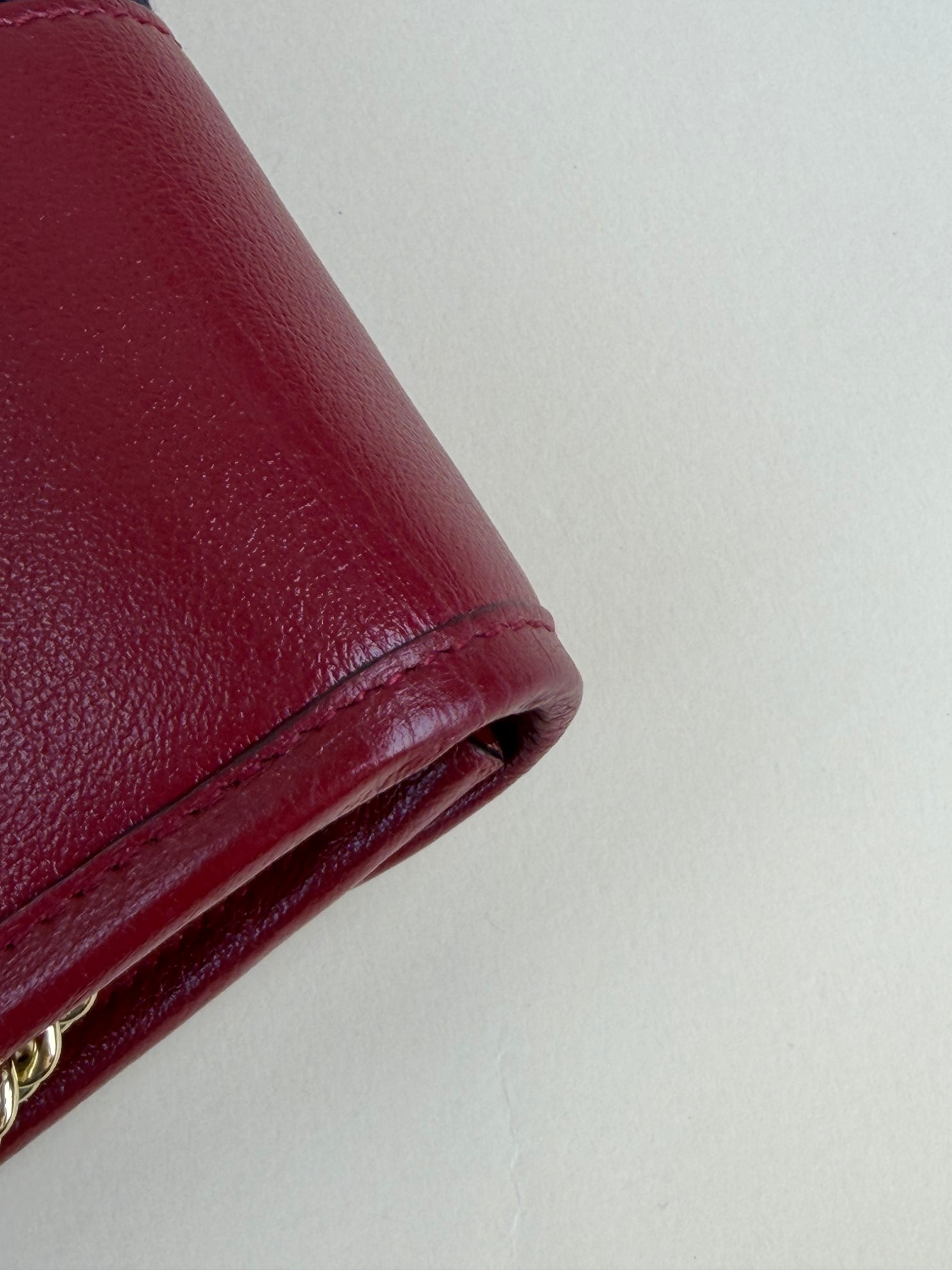 GUCCI red mini rajah web leather