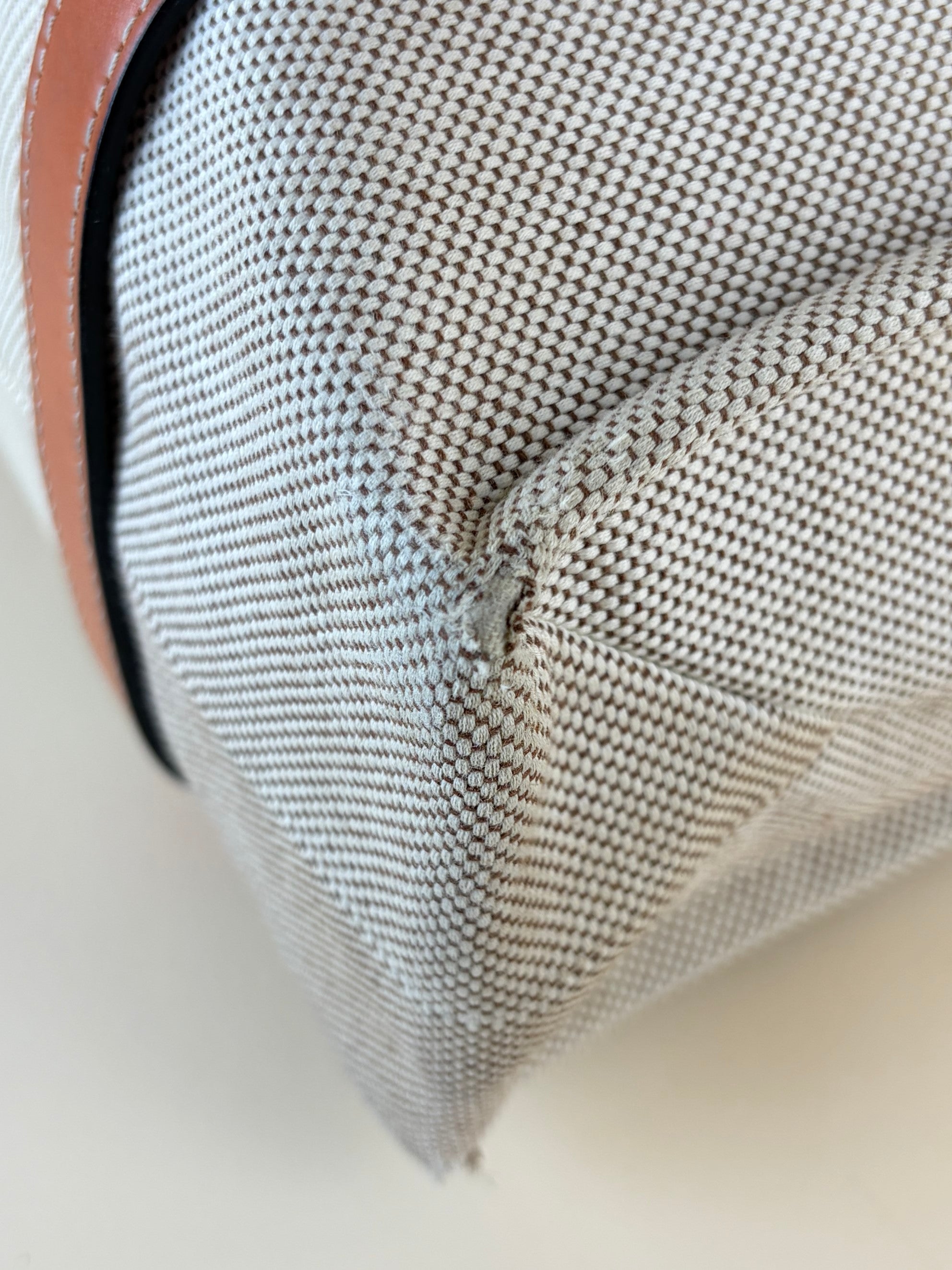 Chloe orange calfskin beige linen canvas woody medium bag