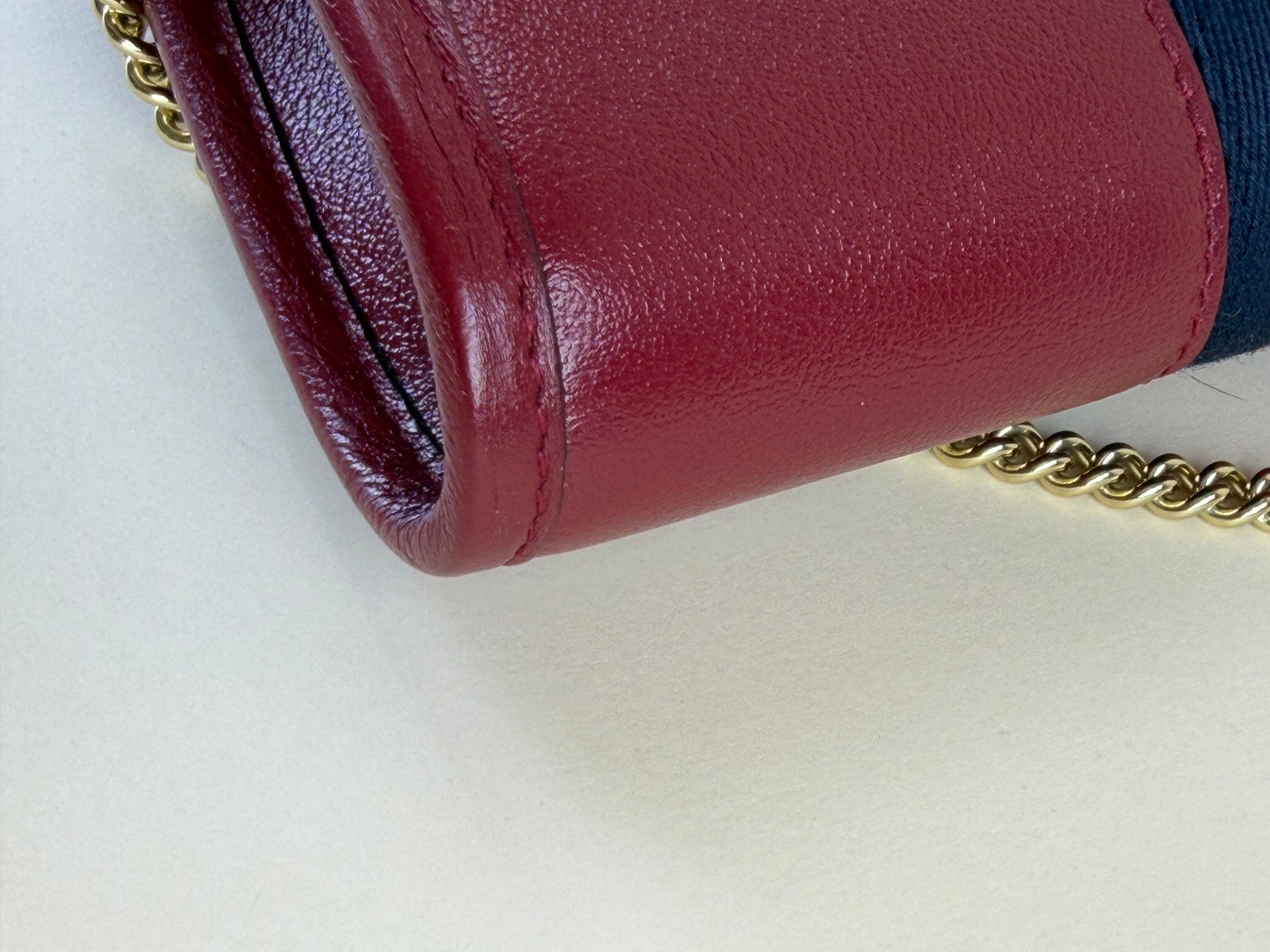 GUCCI red mini rajah web leather