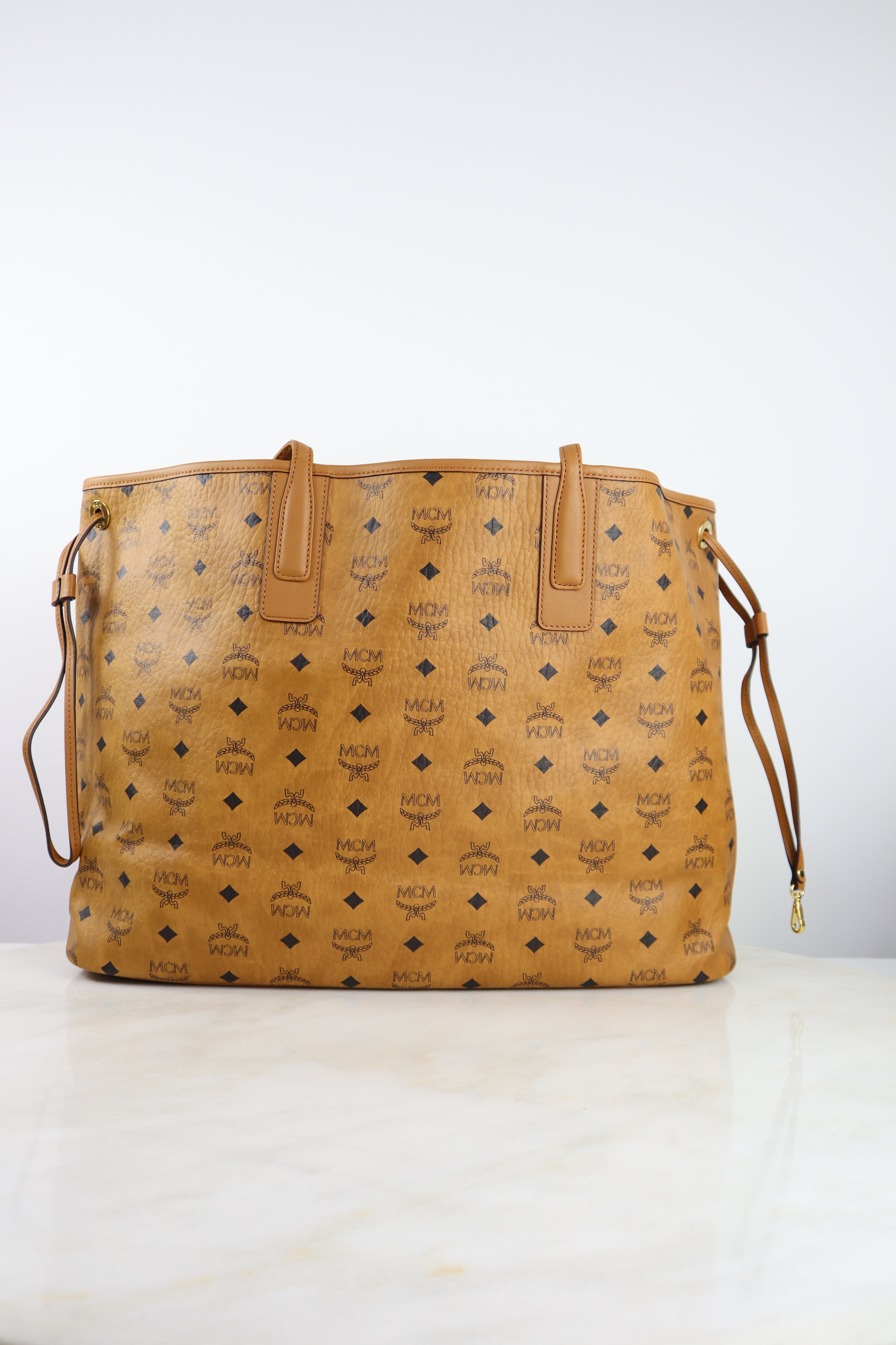 MCM Camel Monogram Shopper Bag