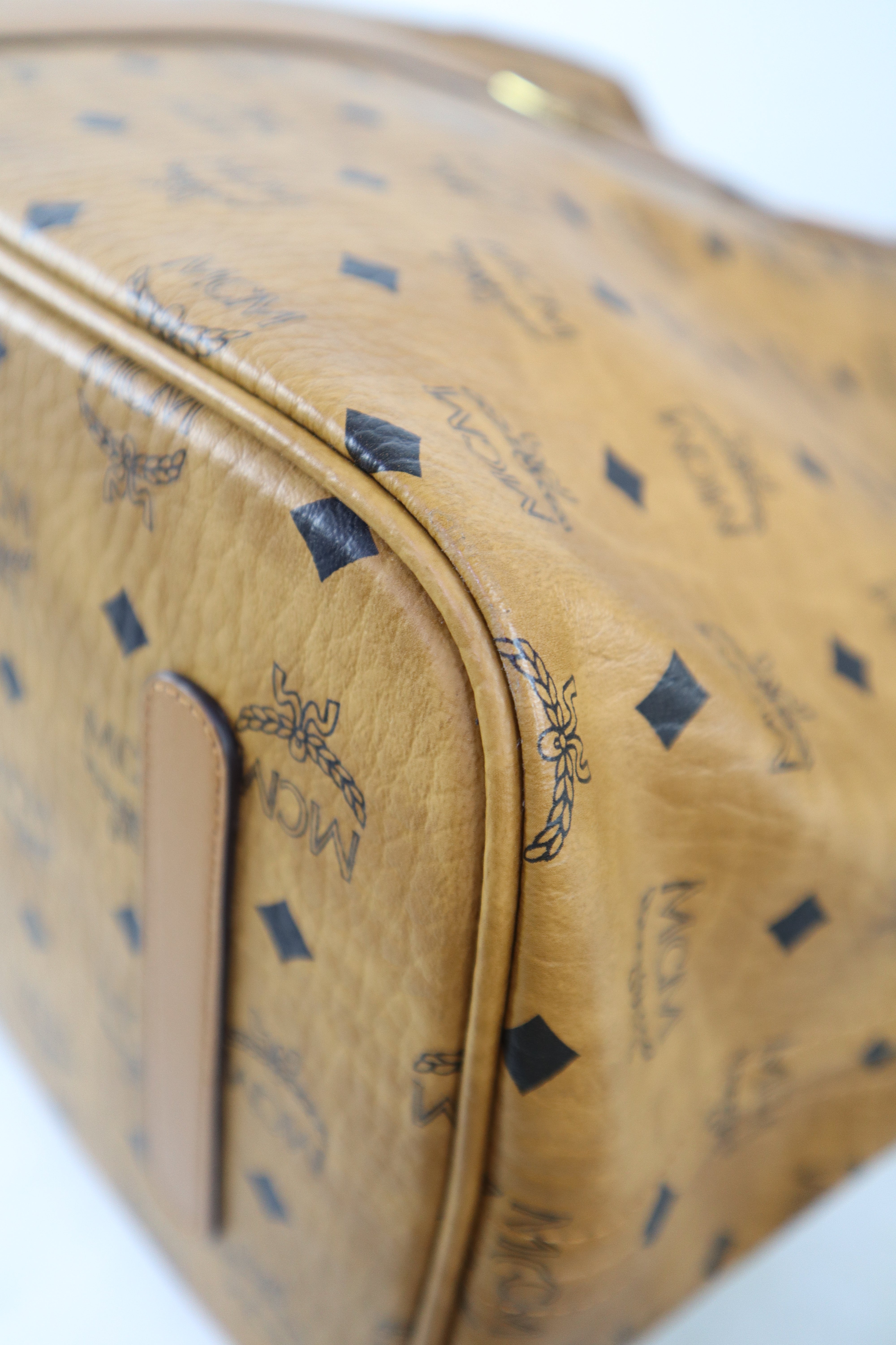 MCM Camel Monogram Shopper Bag-handbag-MCM-The Closet Egypt