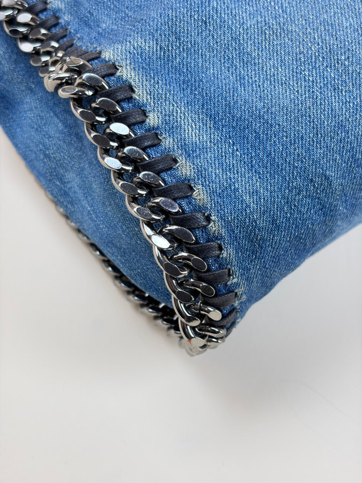 Stella McCartney blue denim mini Falabella embroidered cactus Bag