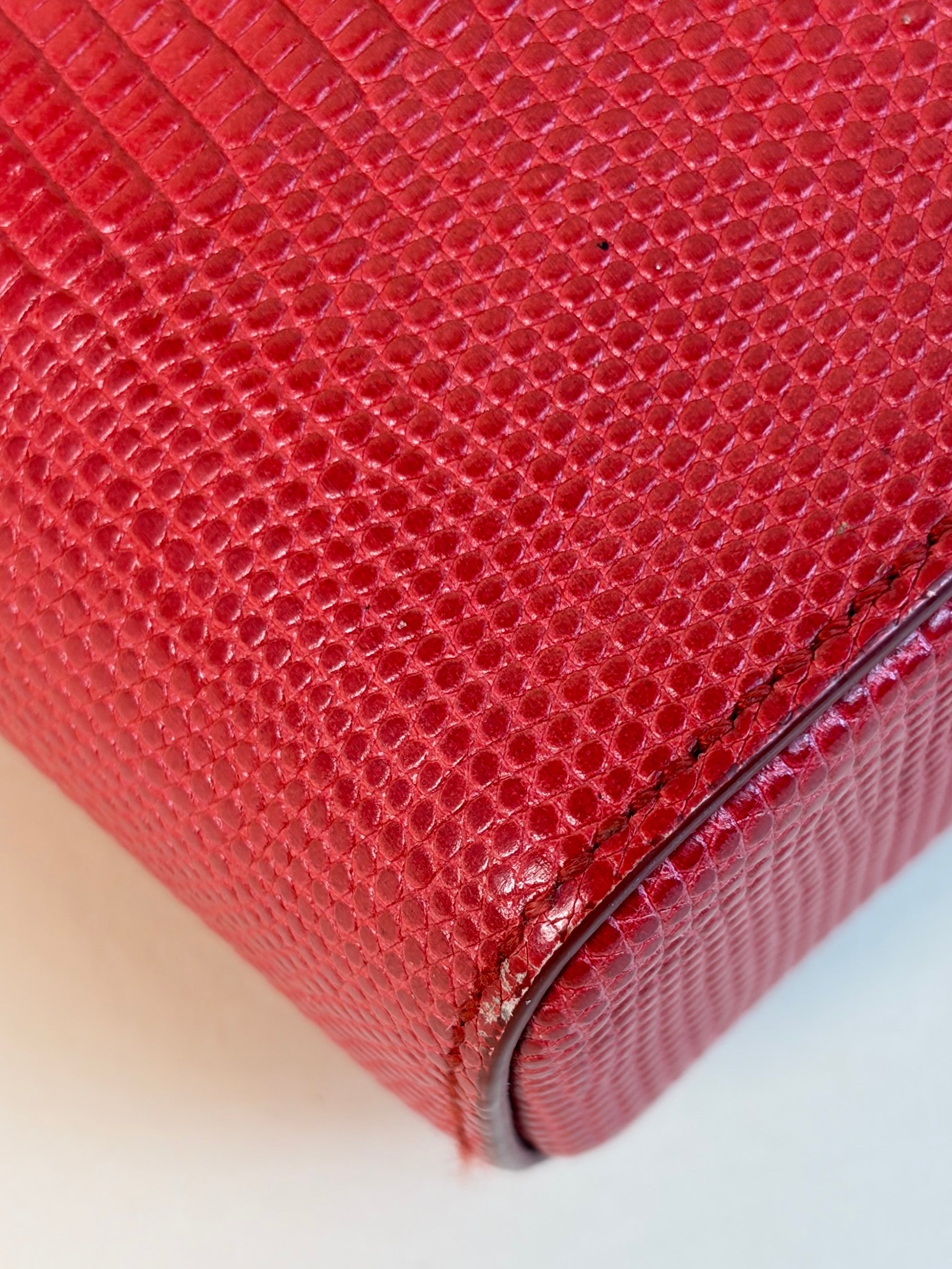 Dolce & Gabbana red lizard embossed crystal embellished D G millennials mini crossbody
