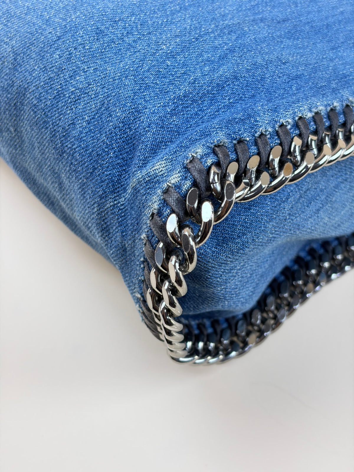 Stella McCartney blue denim mini Falabella embroidered cactus Bag