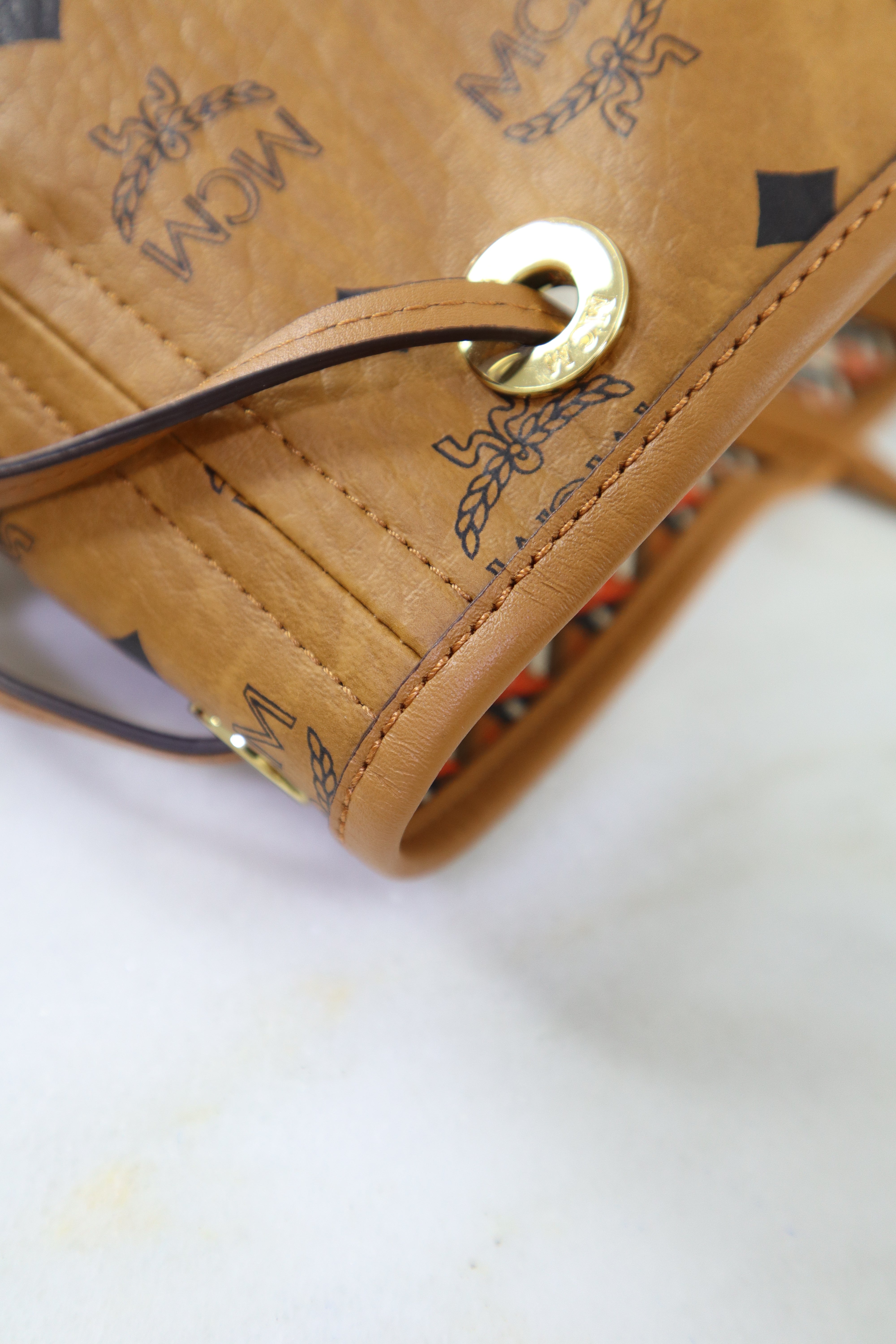 MCM Camel Monogram Shopper Bag-handbag-MCM-The Closet Egypt