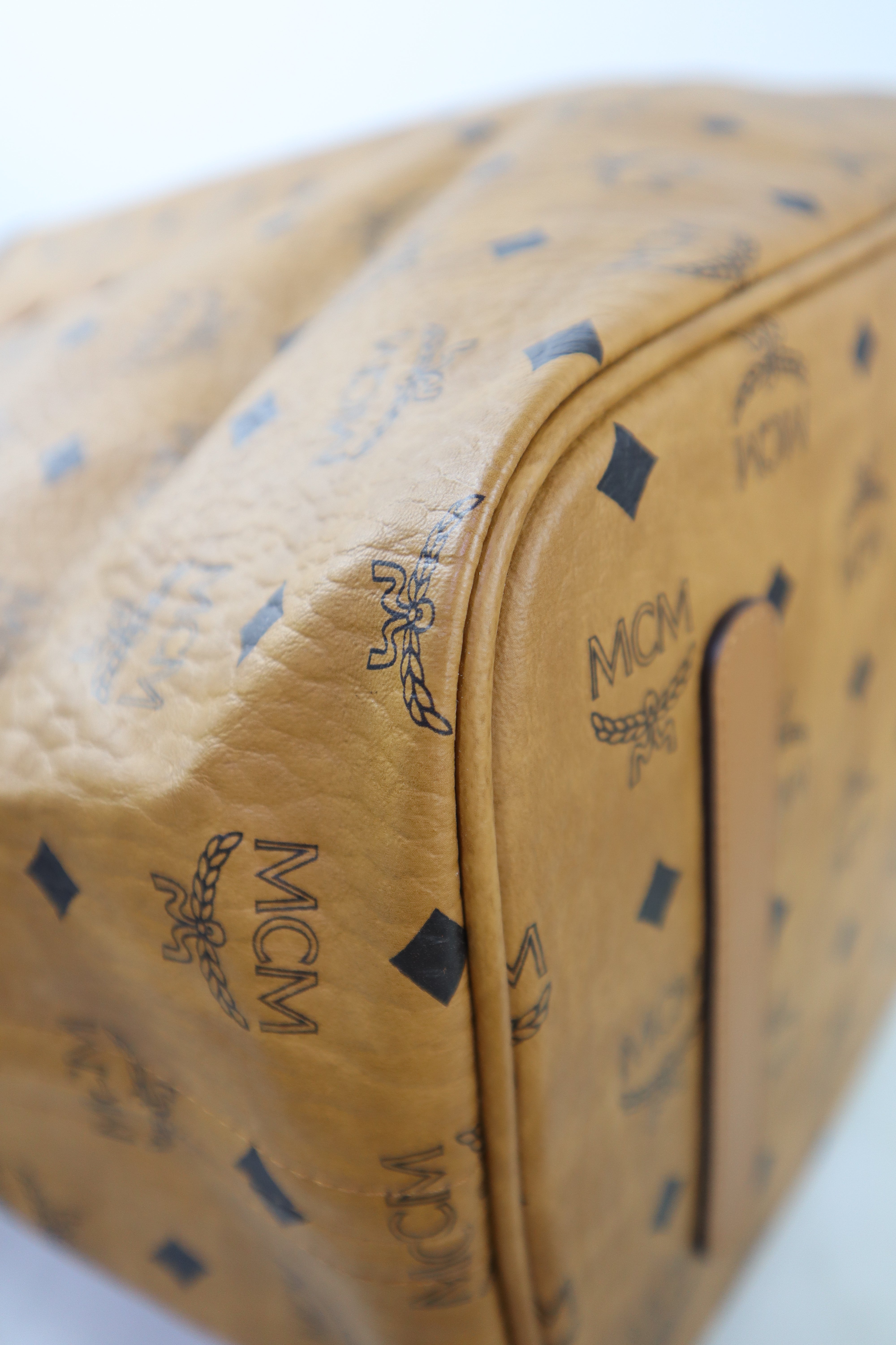 MCM Camel Monogram Shopper Bag