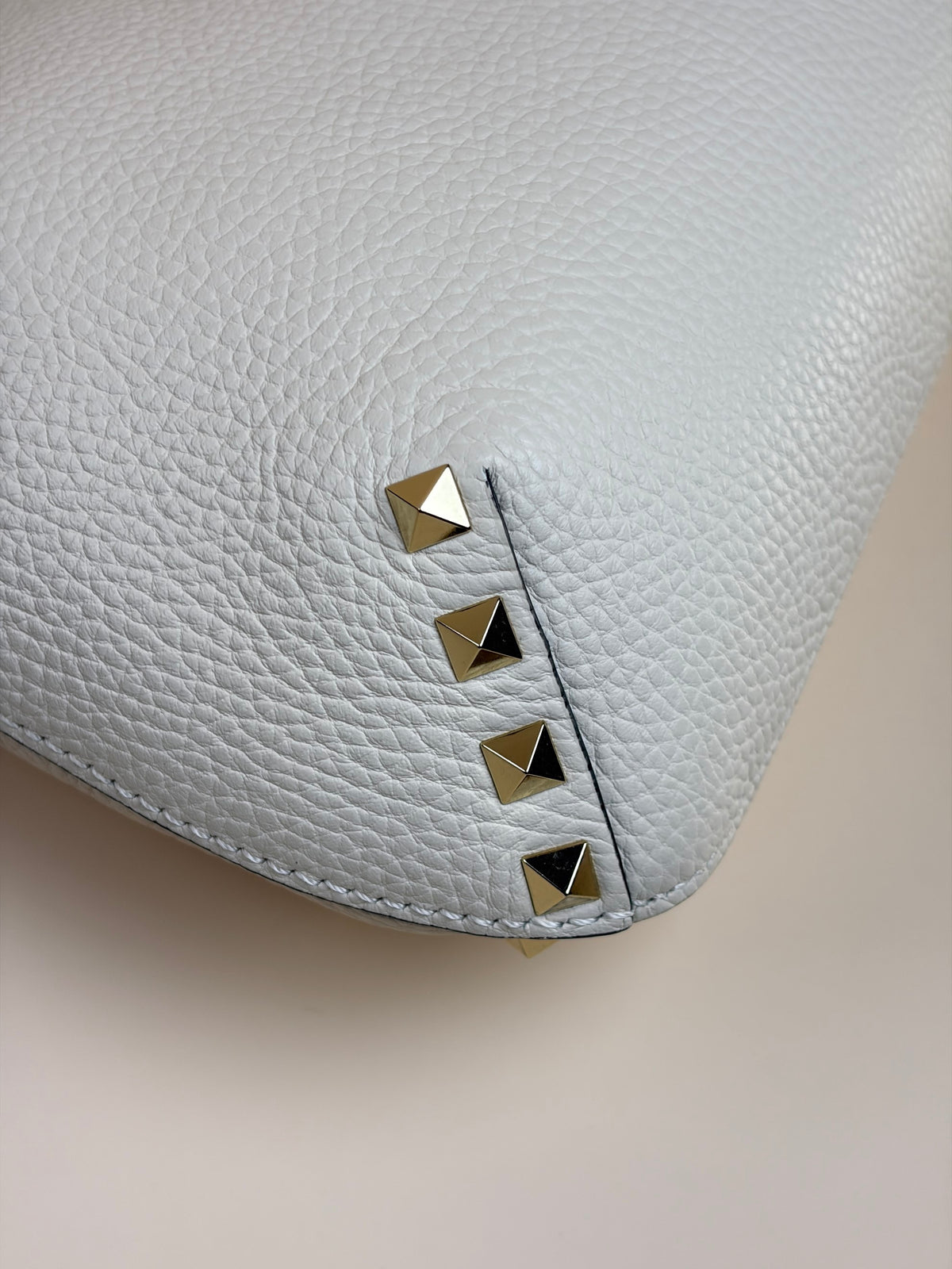 Valentino off white Pebbled Small Rockstud Flip Lock Hobo Bag