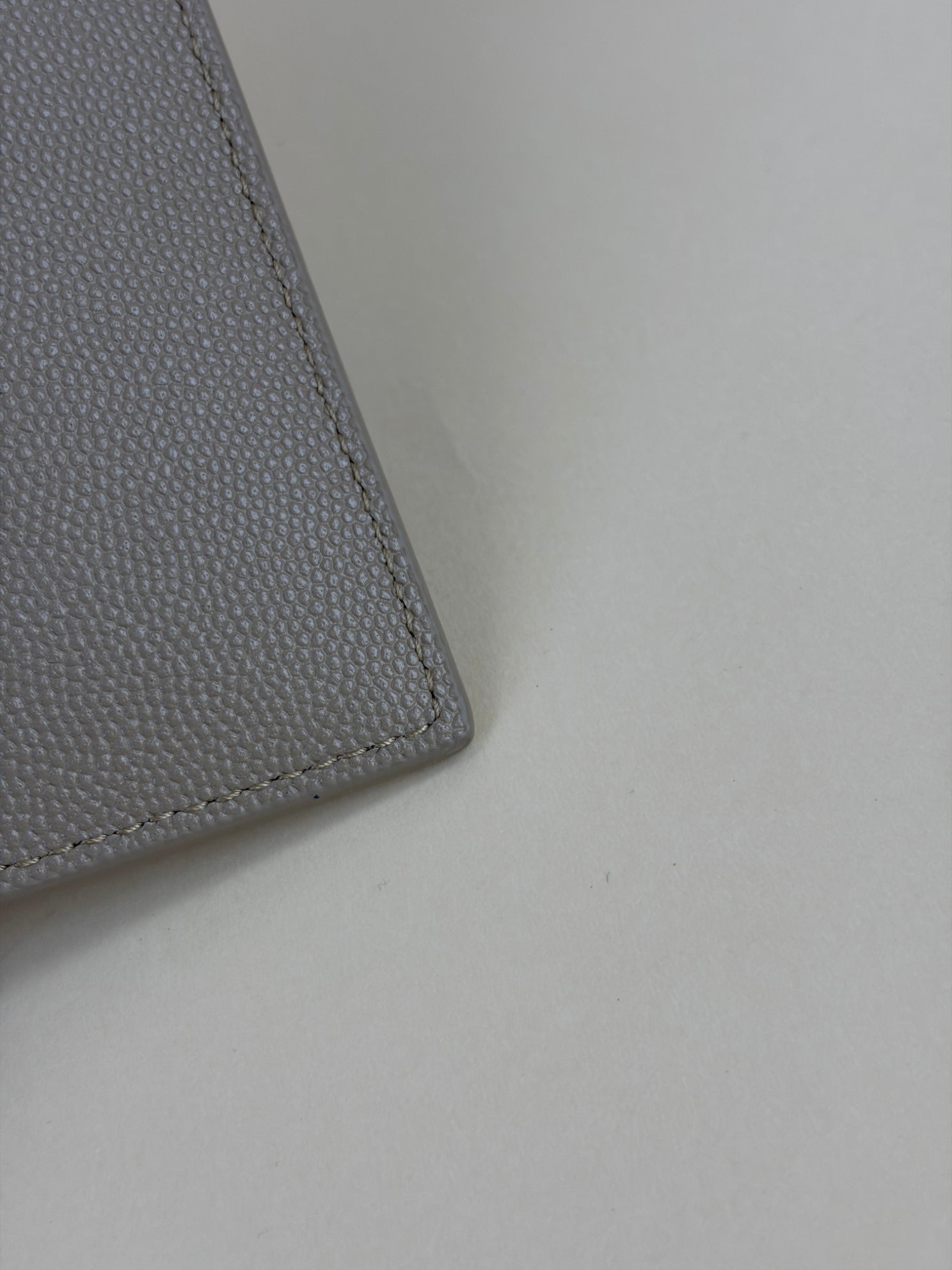 YSL beige Uptown Pouch Clutch