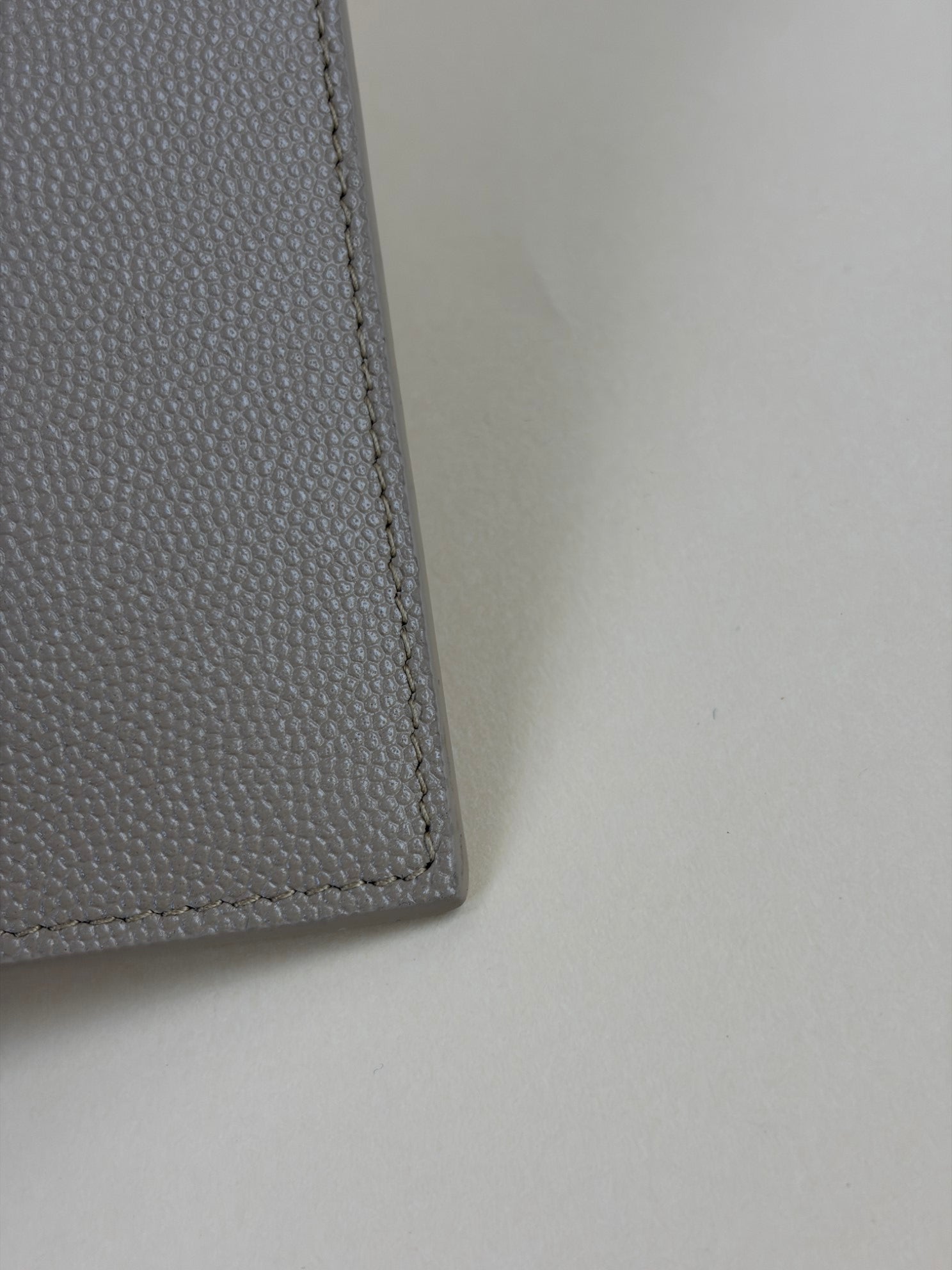 YSL beige Uptown Pouch Clutch