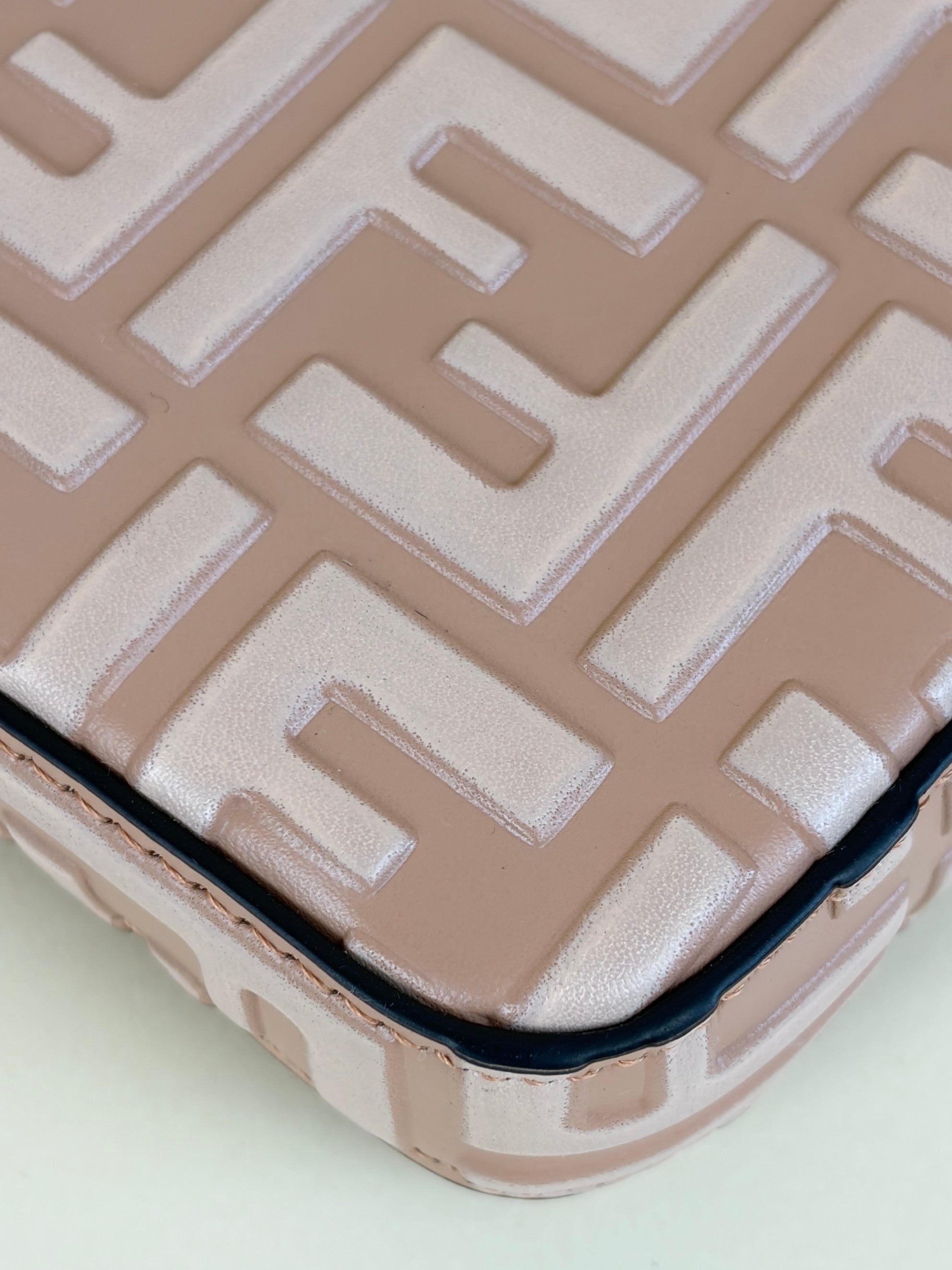 FENDI pink leather ff diamonds wallet on chain gold