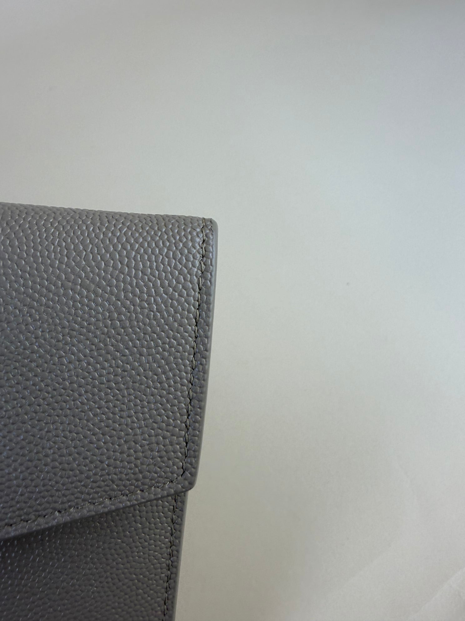 YSL beige Uptown Pouch Clutch