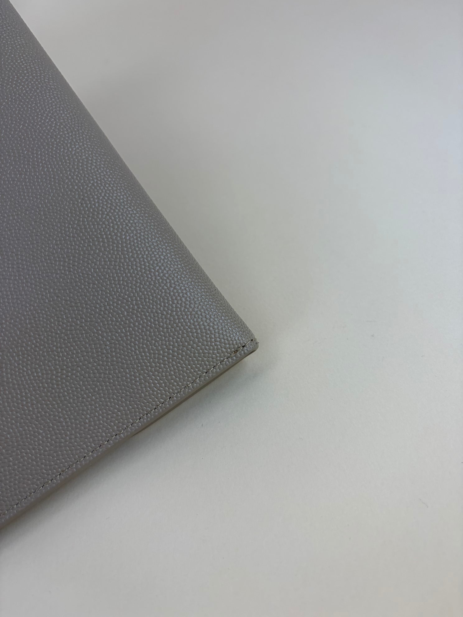 YSL beige Uptown Pouch Clutch