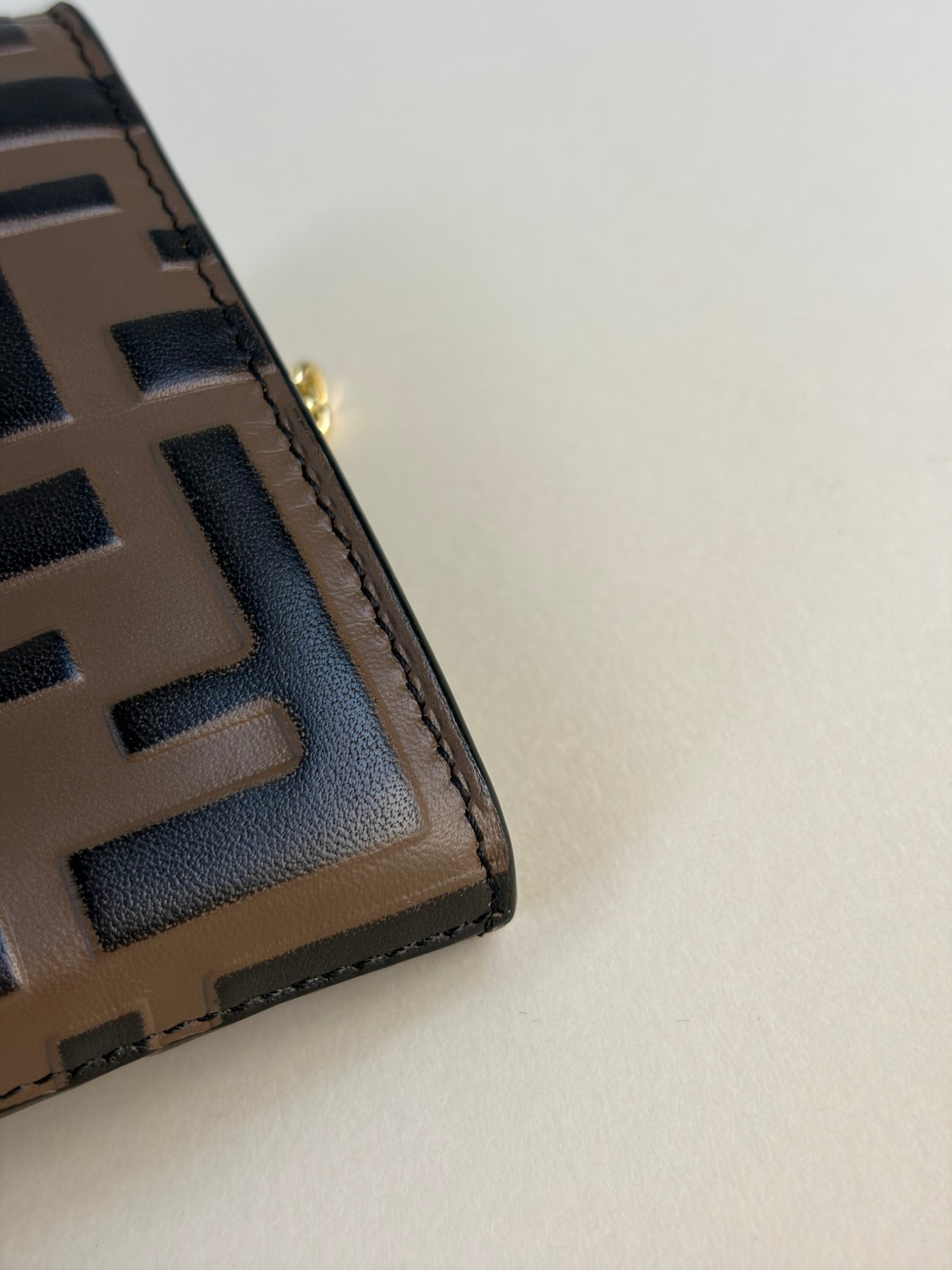 Fendi vitello soft f is Fendi bi color ff 1974embossed mega black continental envelope wallet on chain