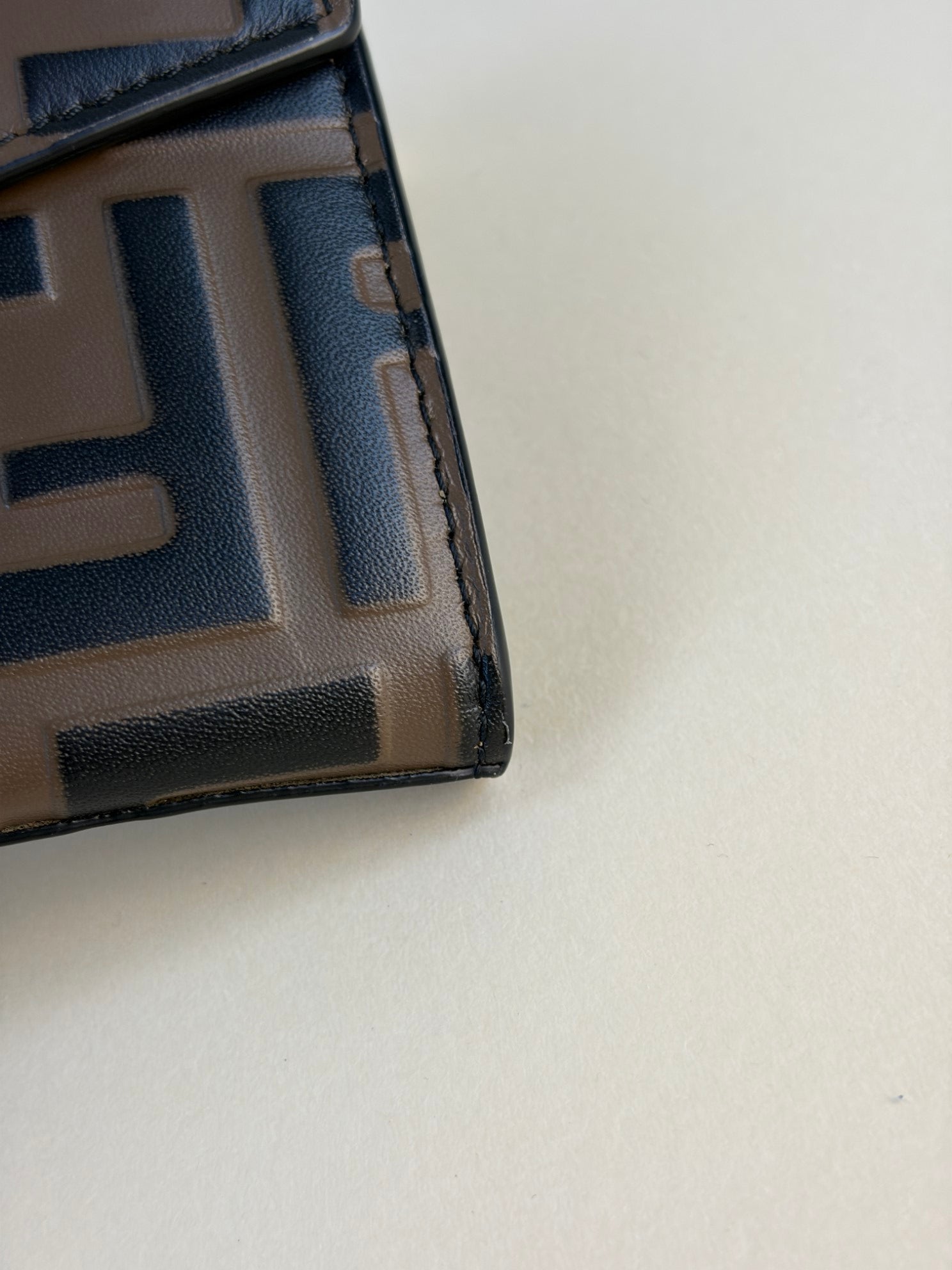 Fendi vitello soft f is Fendi bi color ff 1974embossed mega black continental envelope wallet on chain