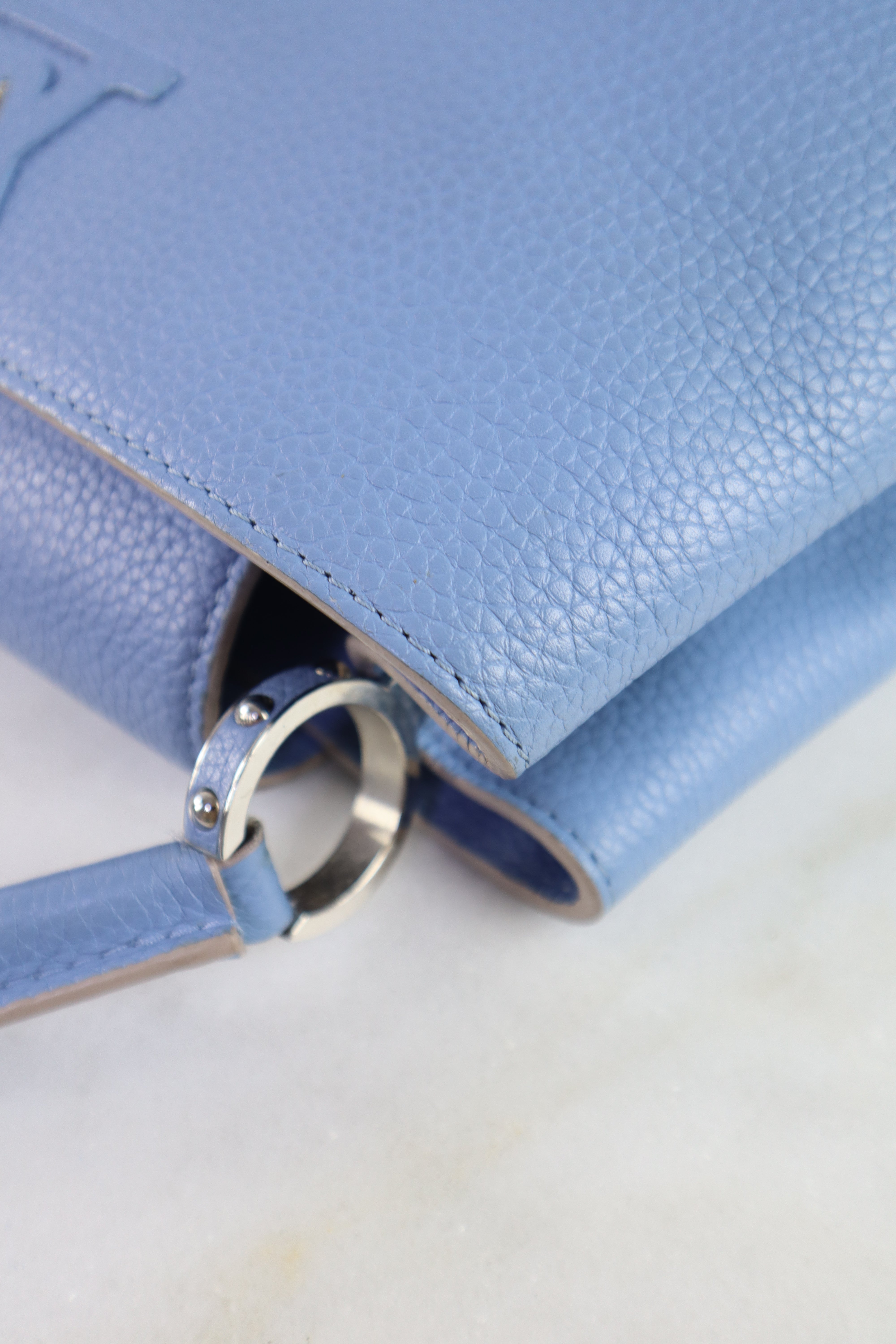 Louis Vuitton Baby Blue Capucines MM Tote Bag with Strap