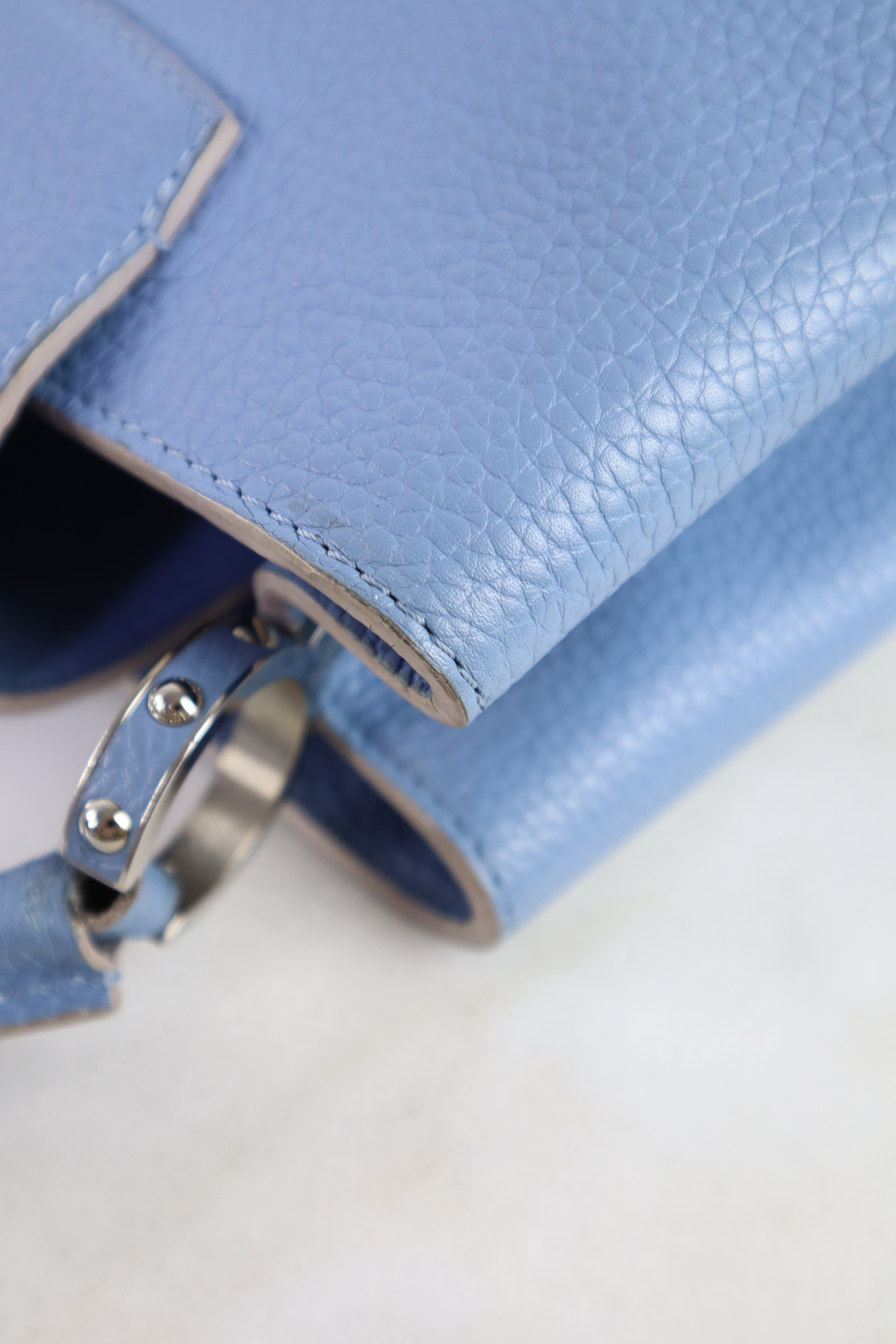Louis Vuitton Baby Blue Capucines MM Tote Bag with Strap
