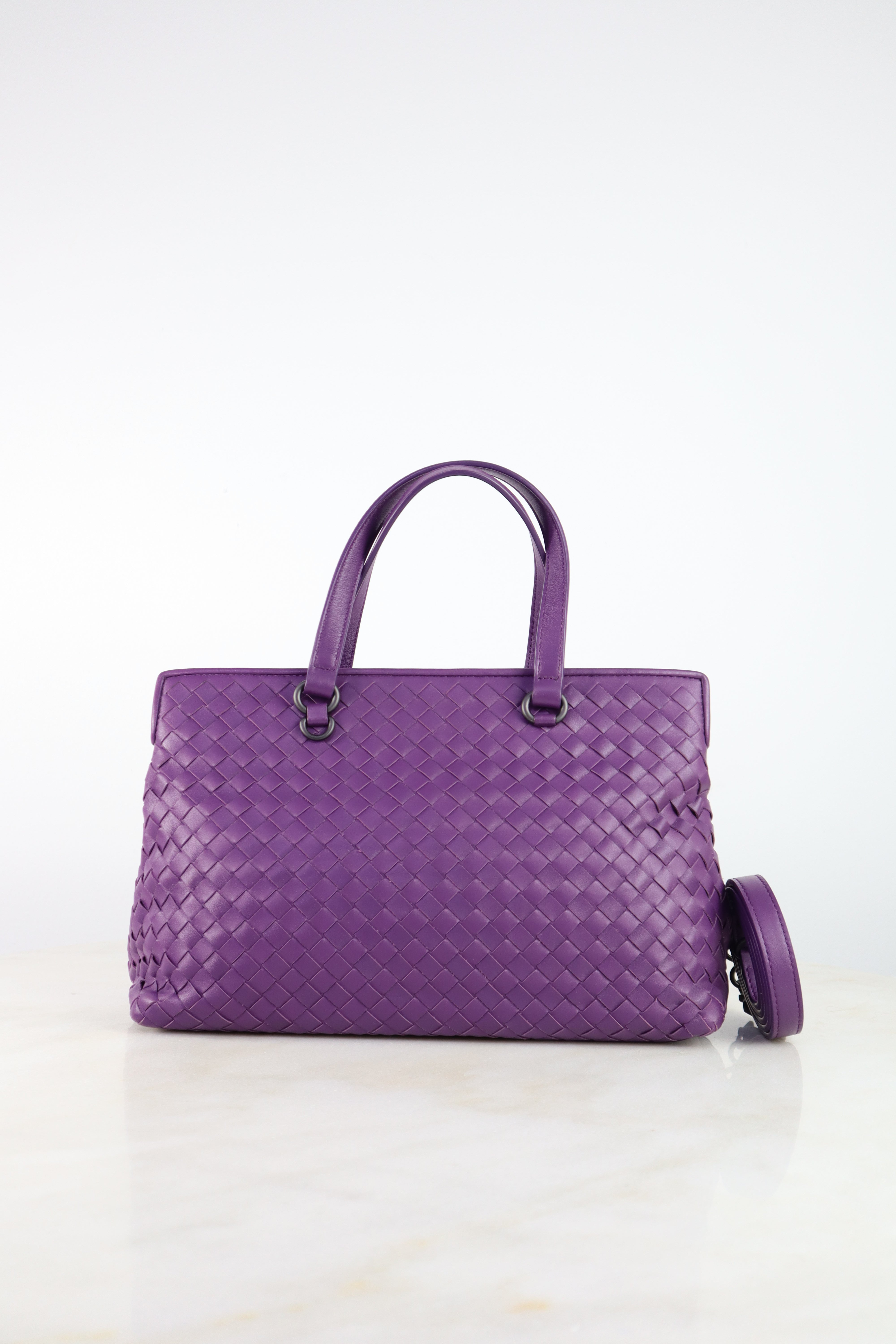 Bottega Veneta Purple Woven Intrecciato Nappa Tote Bag with Strap