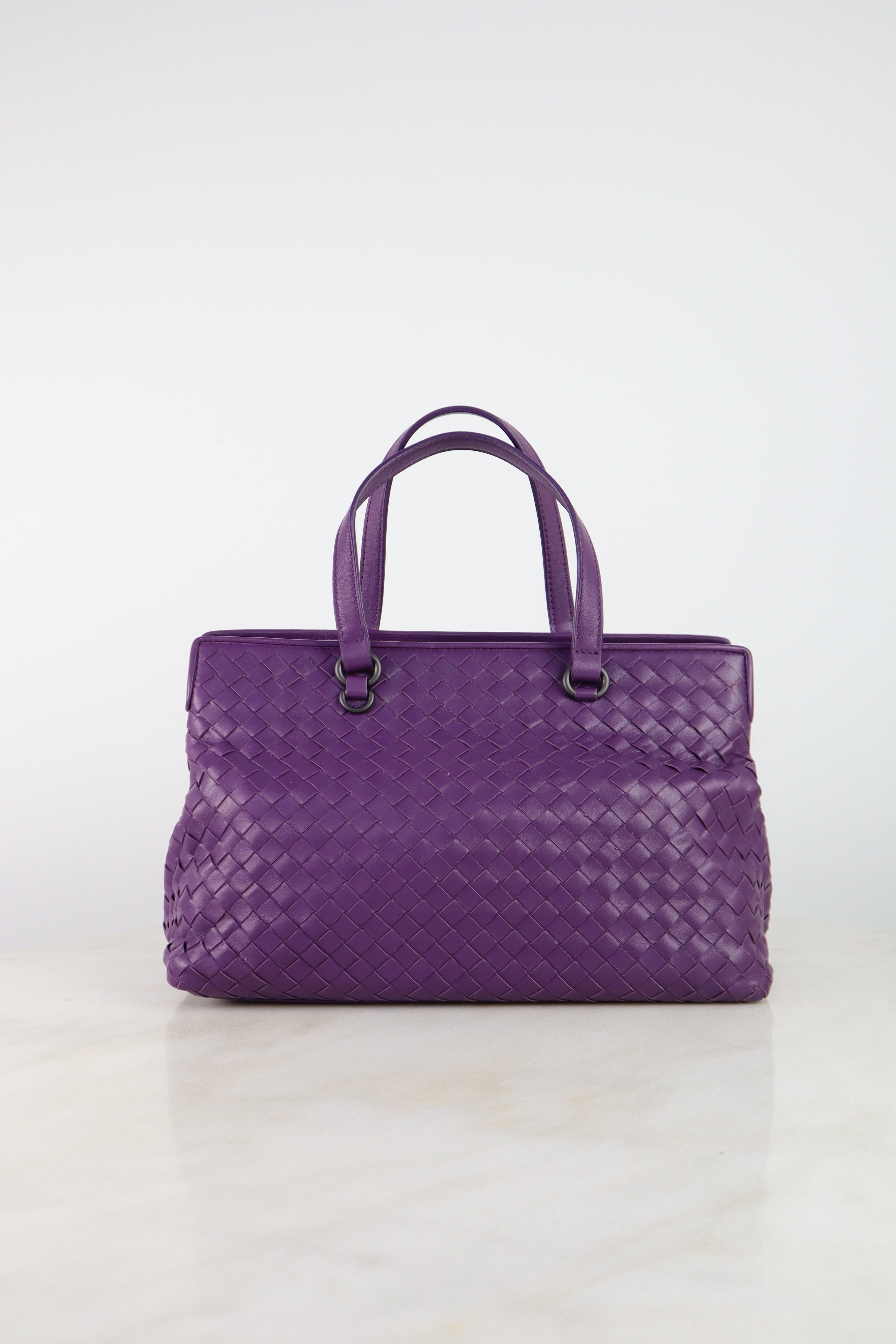 Bottega Veneta Purple Woven Intrecciato Nappa Tote Bag with Strap