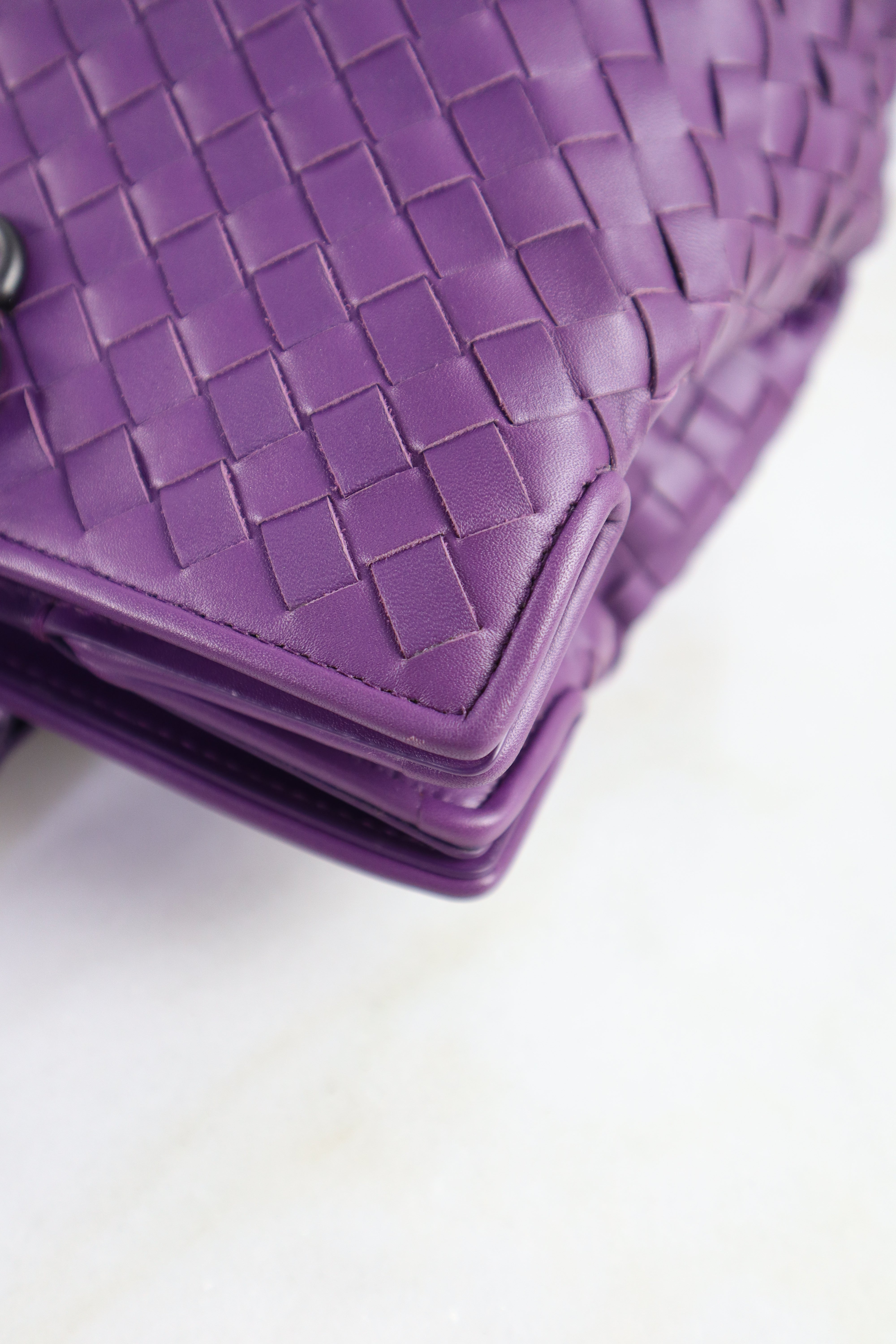 Bottega Veneta Purple Woven Intrecciato Nappa Tote Bag with Strap