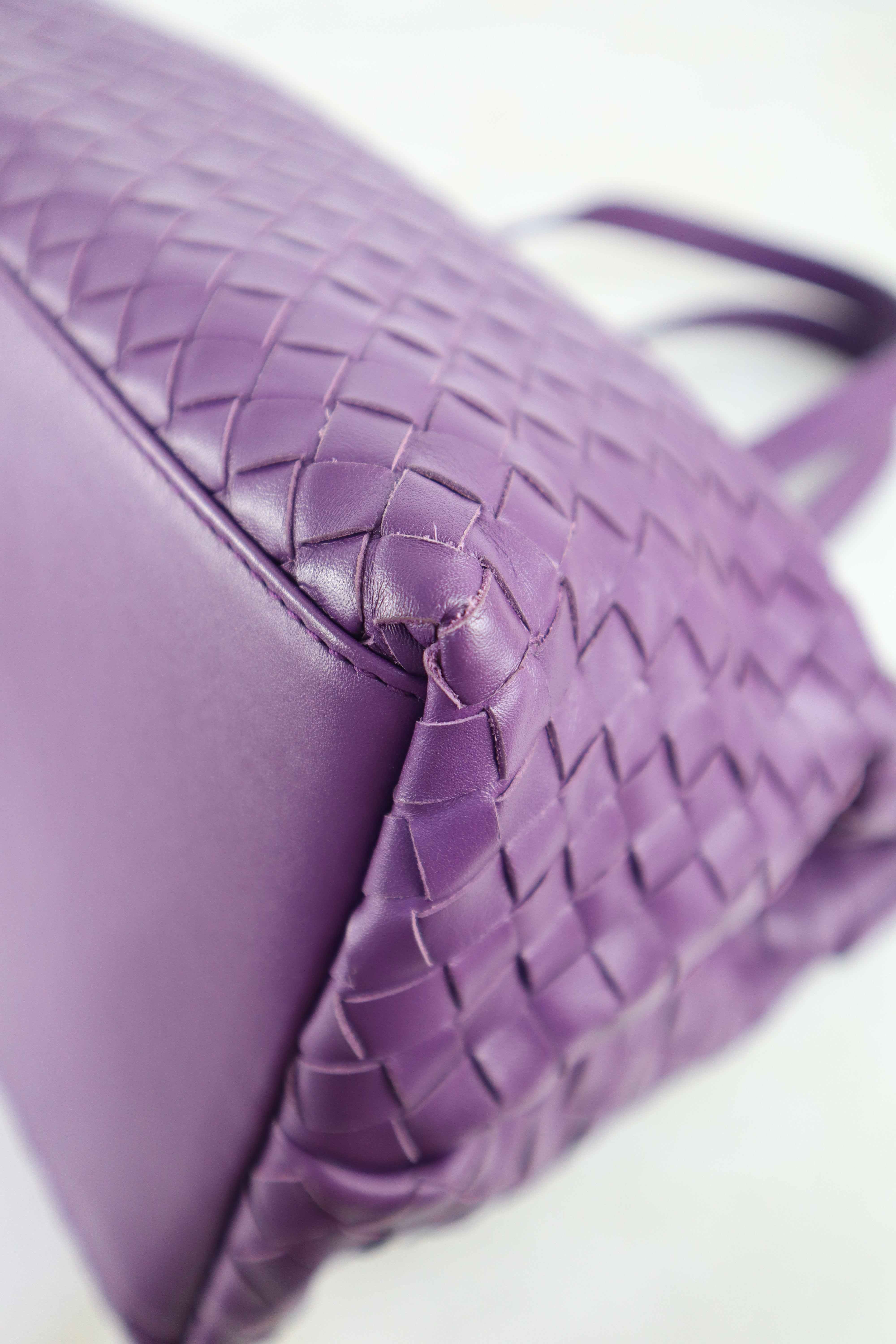 Bottega Veneta Purple Woven Intrecciato Nappa Tote Bag with Strap