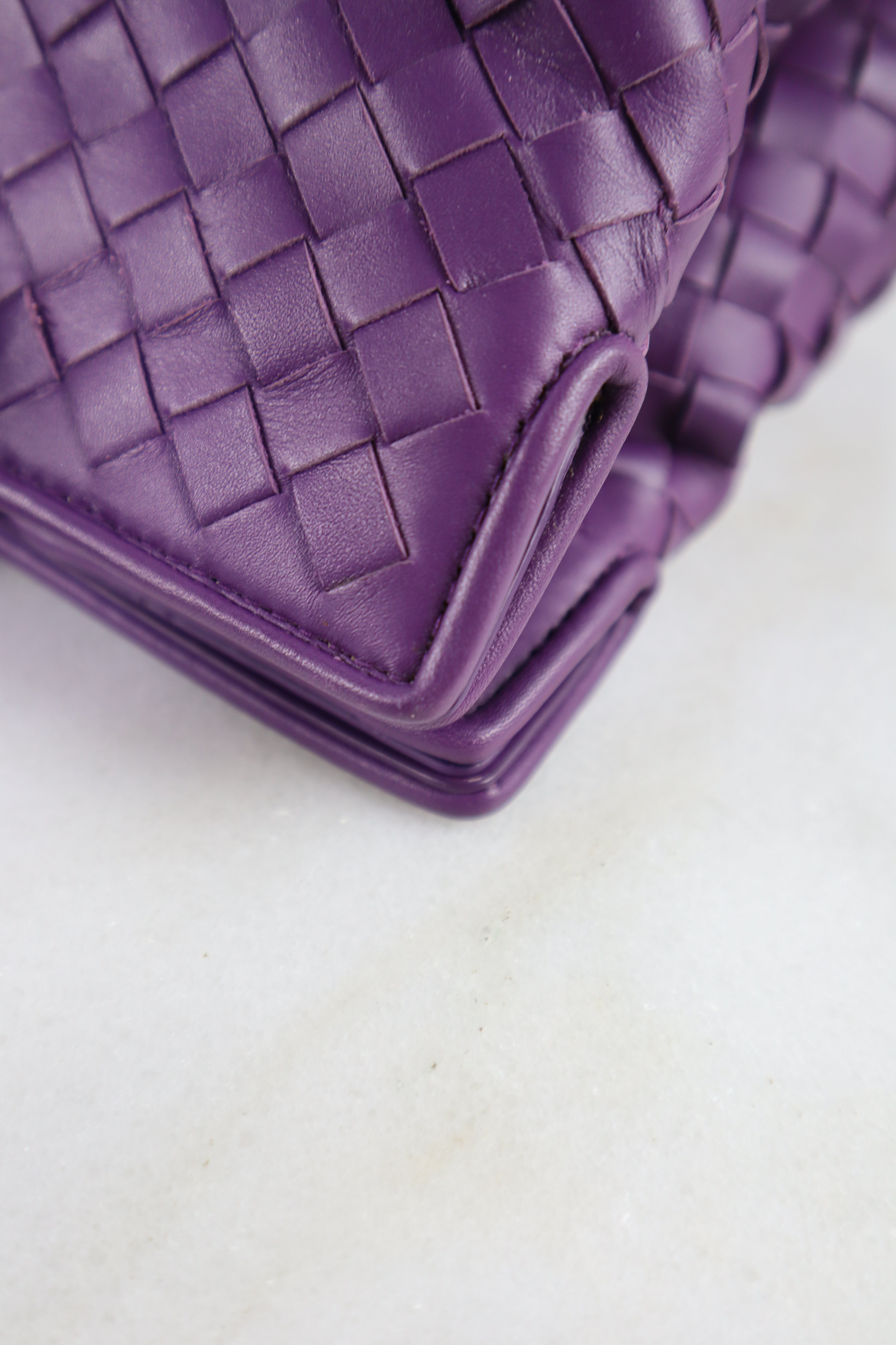 Bottega Veneta Purple Woven Intrecciato Nappa Tote Bag with Strap