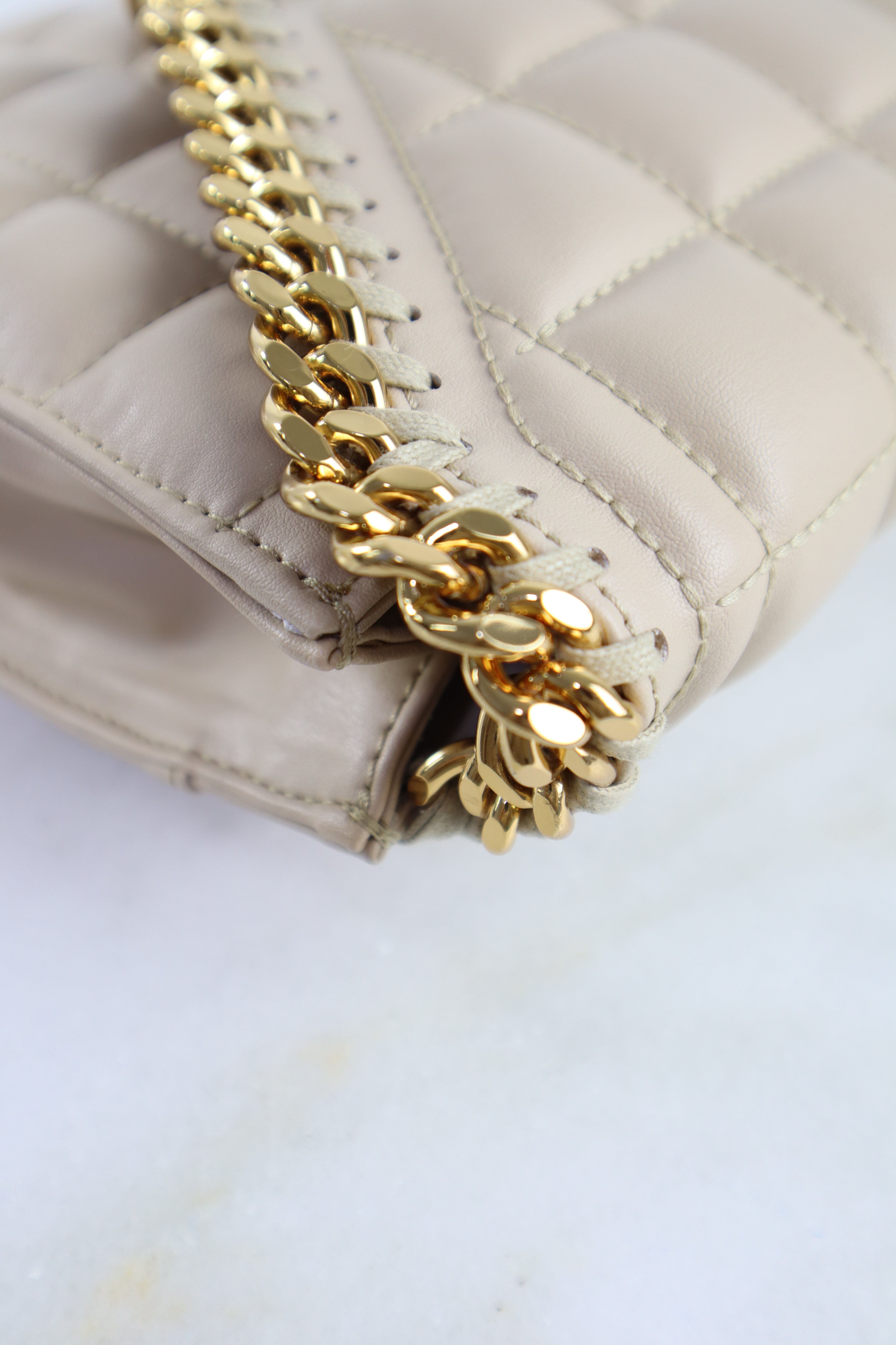 Stella Mccartney Beige Quilted Clutch Shoulder Bag-Clutch Bag-Stella Mccartney-The Closet Egypt