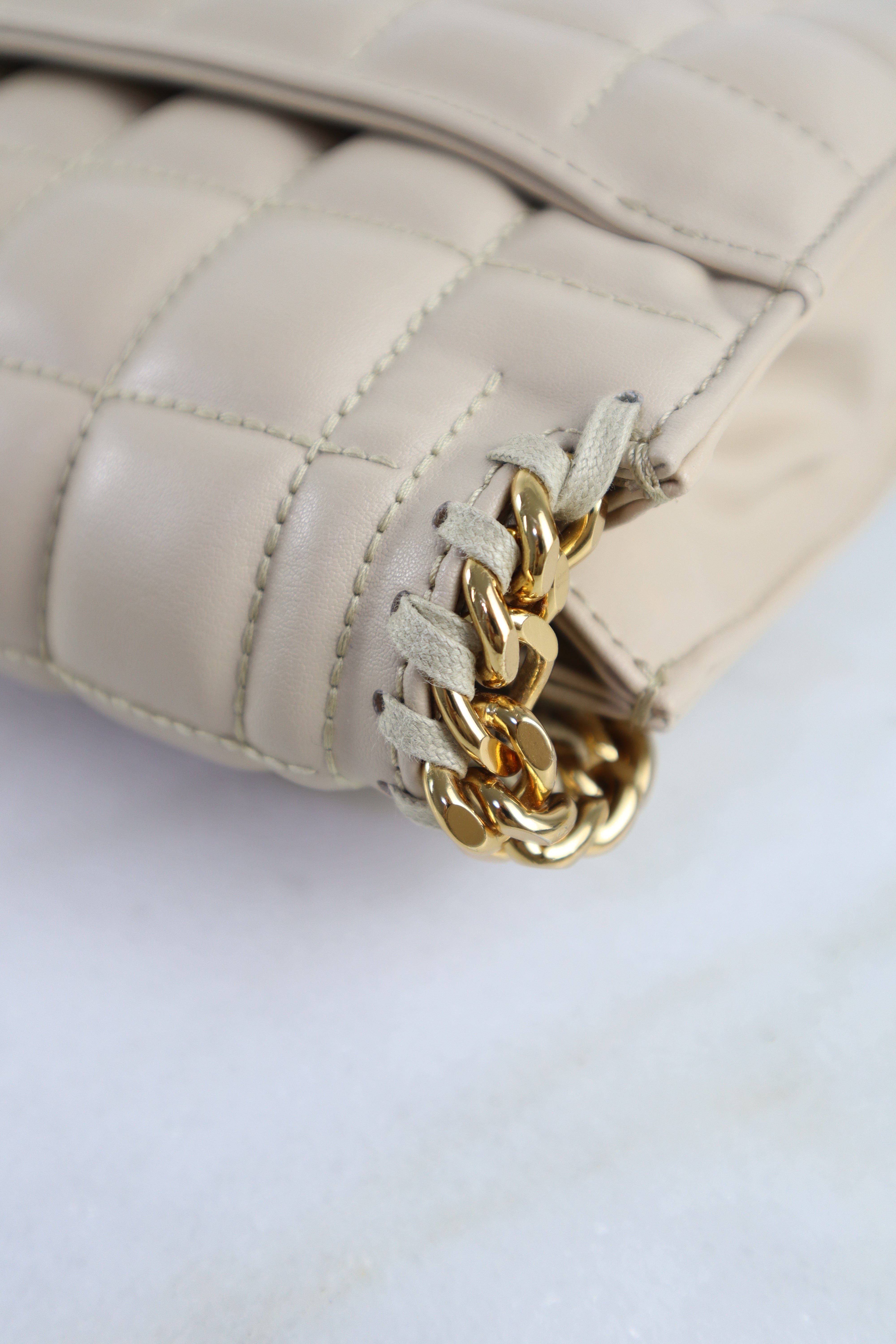 Stella Mccartney Beige Quilted Clutch Shoulder Bag