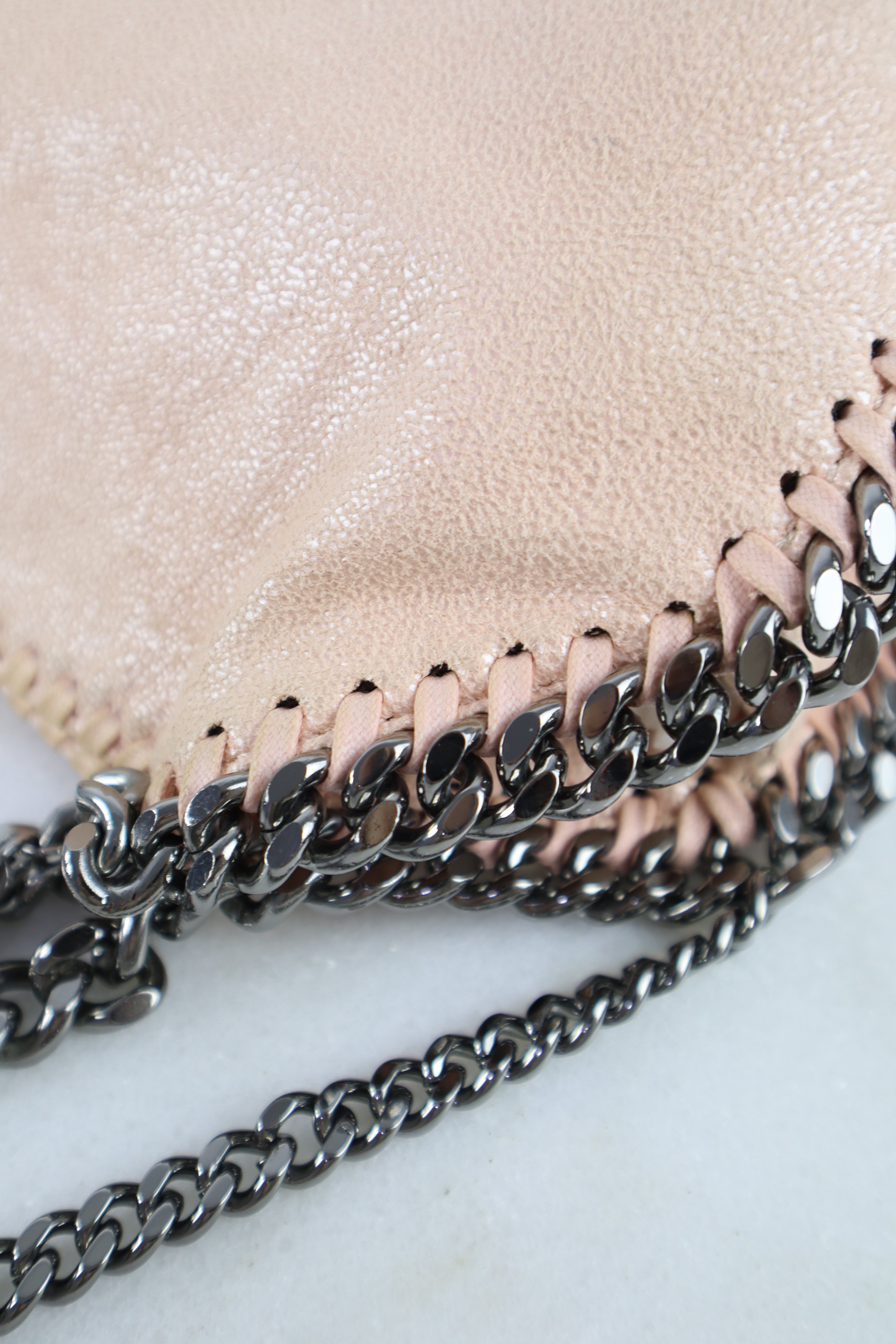 Stella Mccartney Powder Pink Falabella Small Tote Bag with Chain