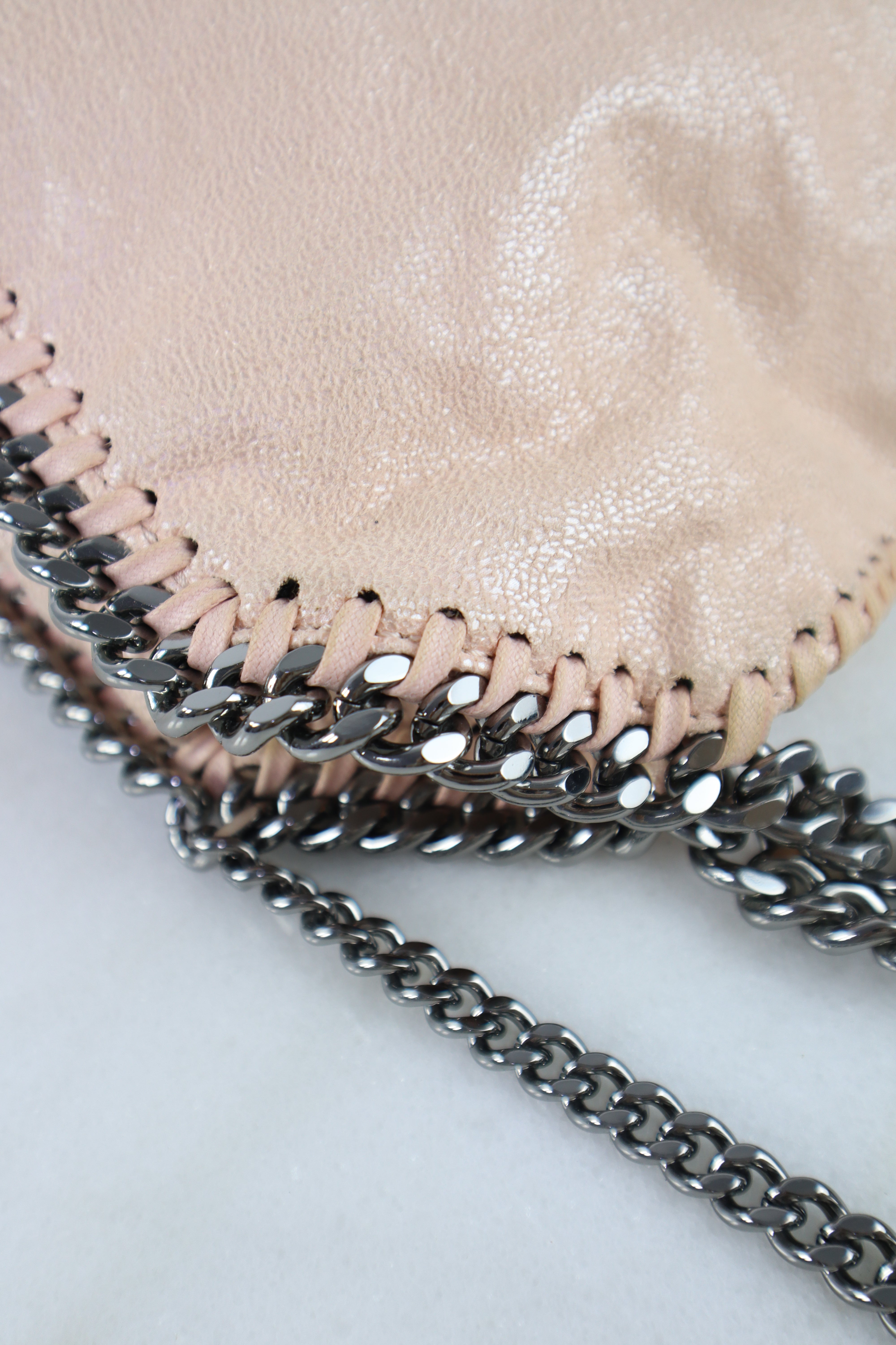 Stella Mccartney Powder Pink Falabella Small Tote Bag with Chain