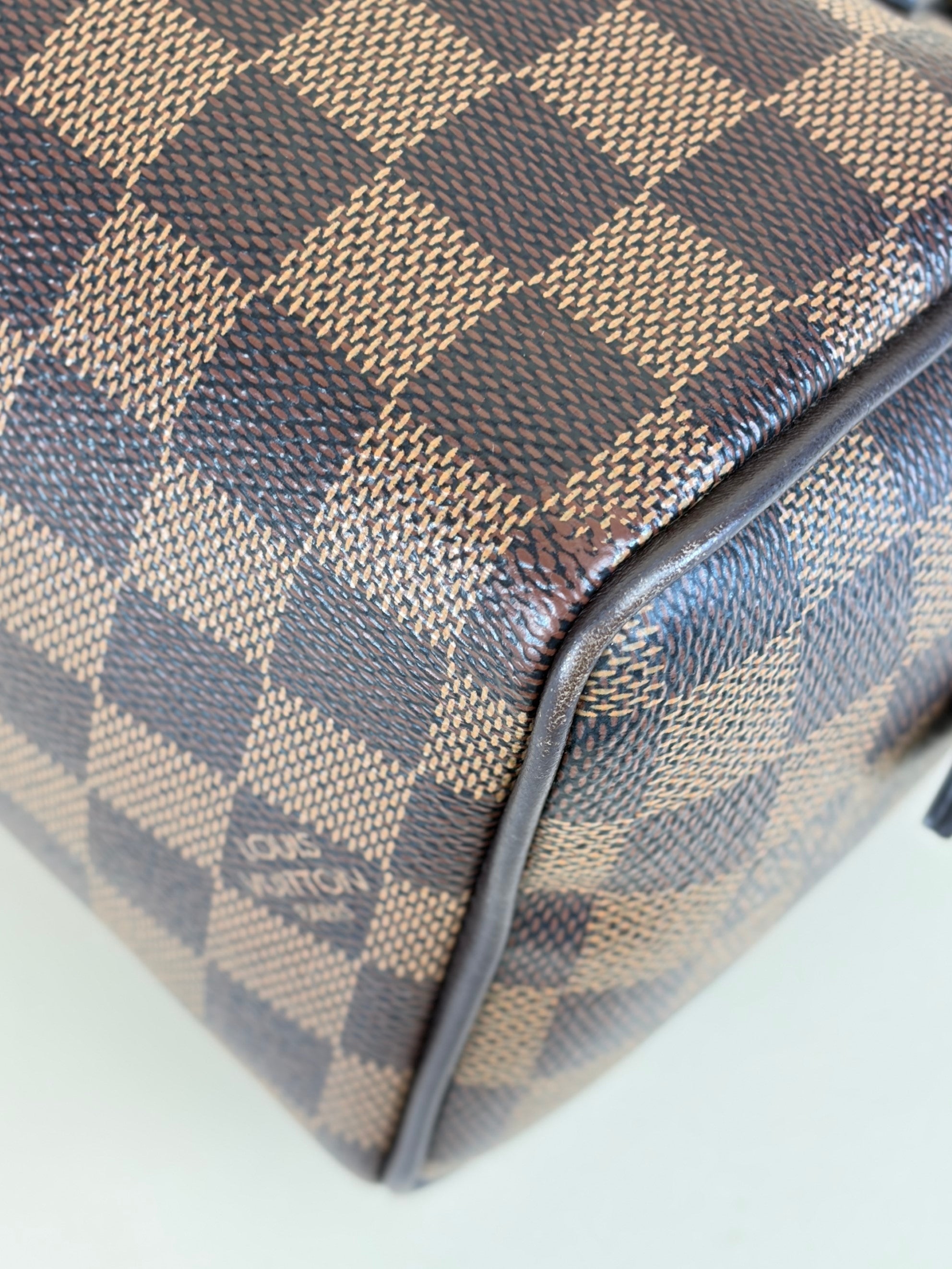 Louis Vuitton Damier Ebene Speedy Bandouliere 20 Tote Bag