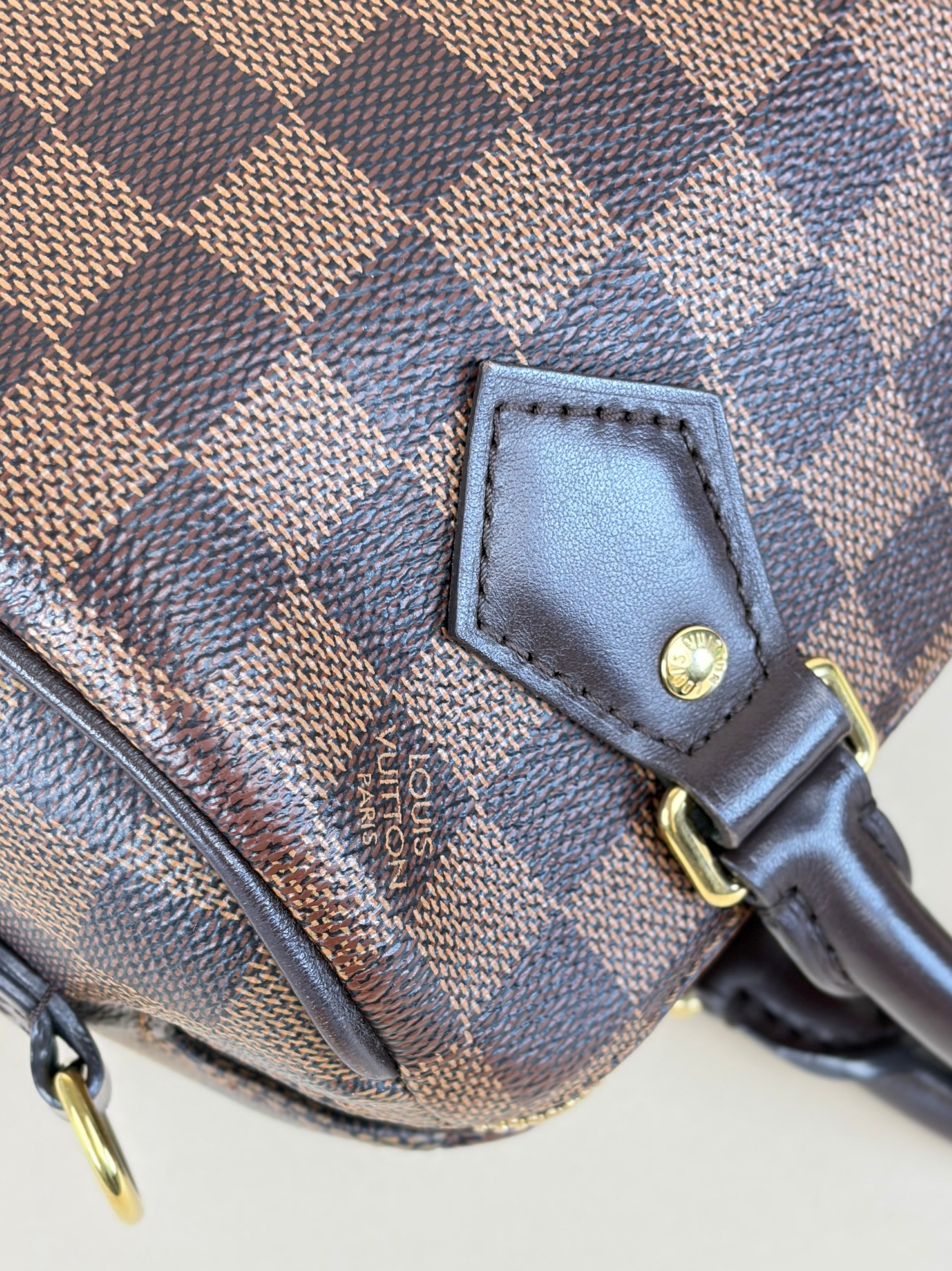 Louis Vuitton Damier Ebene Speedy Bandouliere 20 Tote Bag