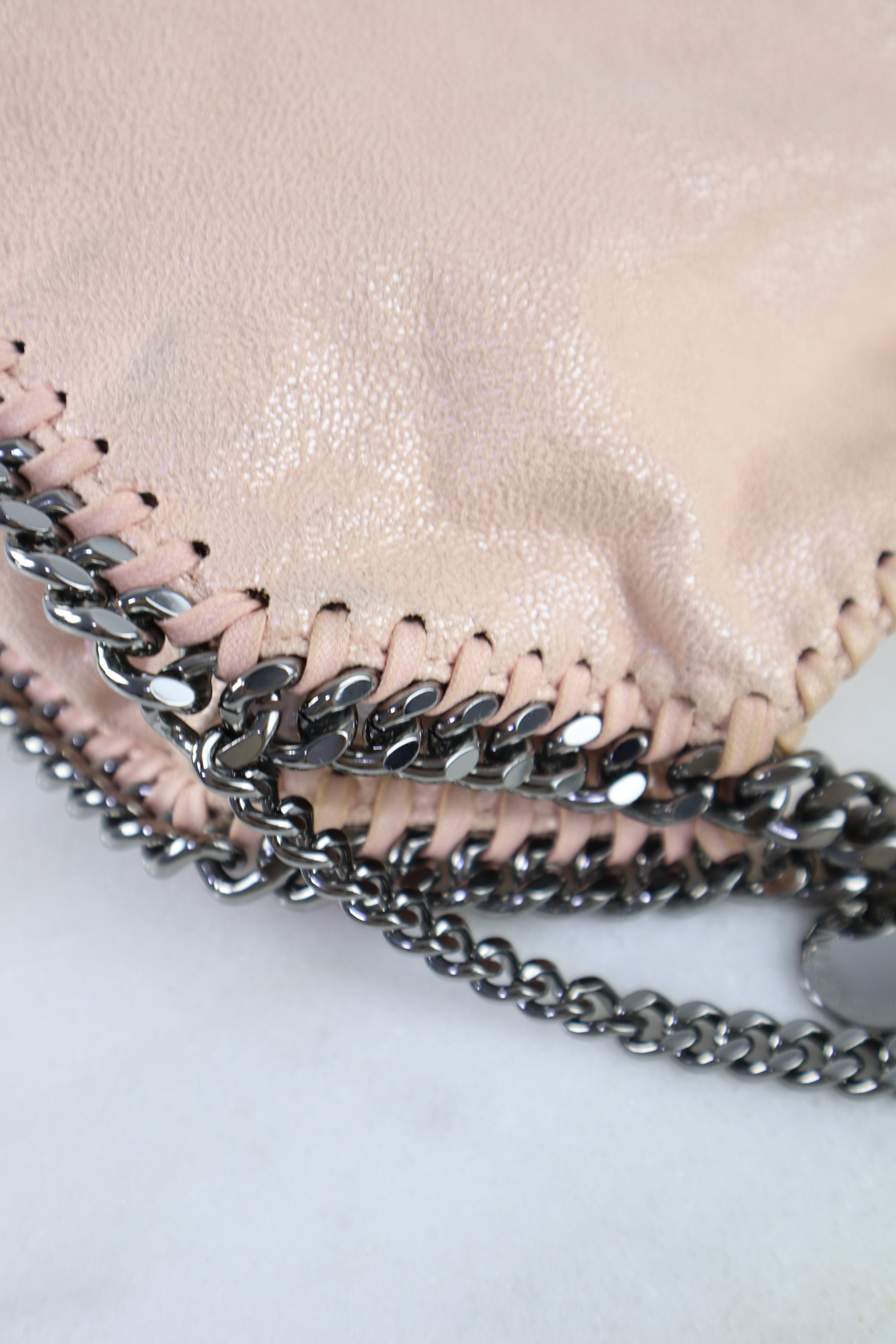 Stella Mccartney Powder Pink Falabella Small Tote Bag with Chain