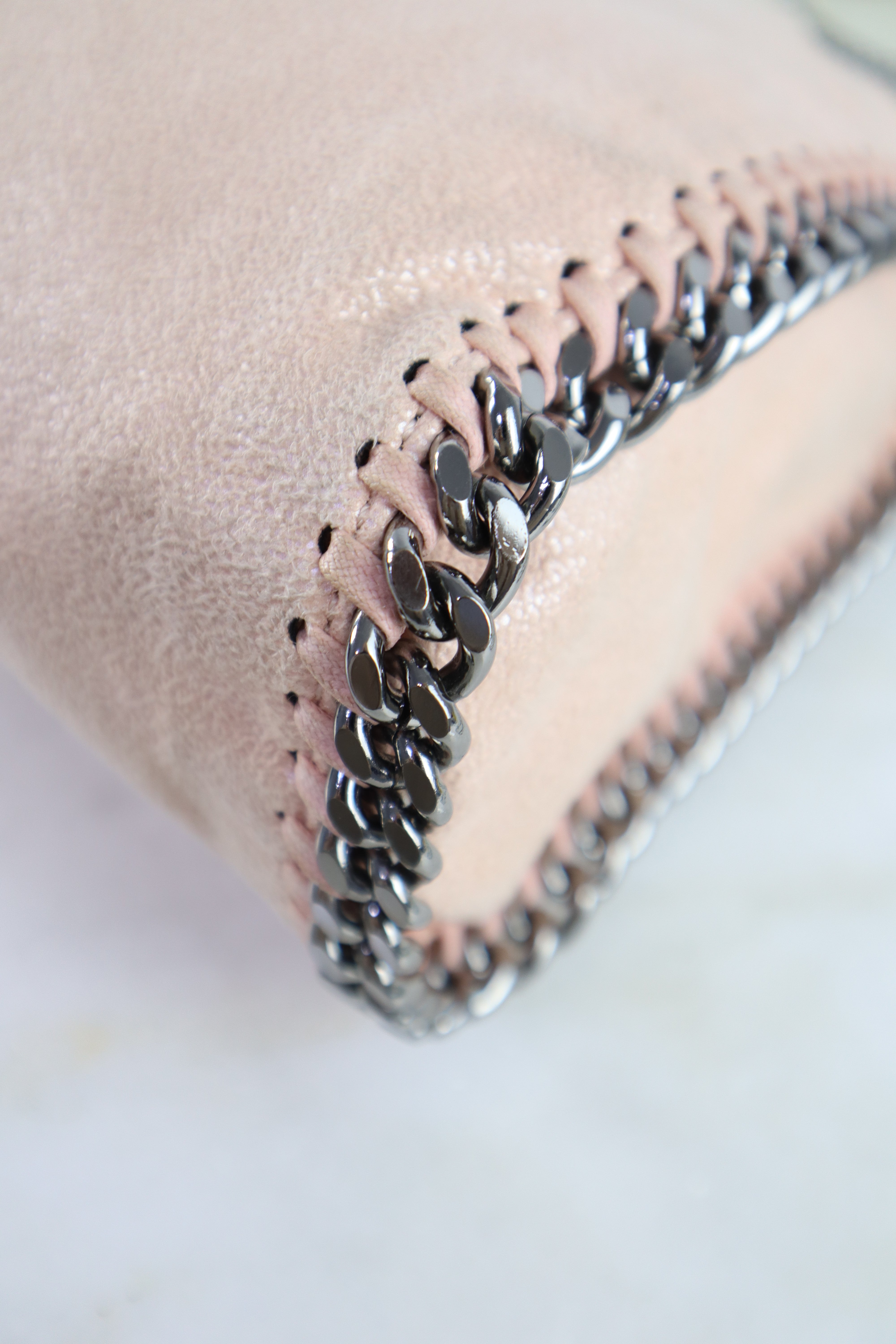 Stella Mccartney Powder Pink Falabella Small Tote Bag with Chain