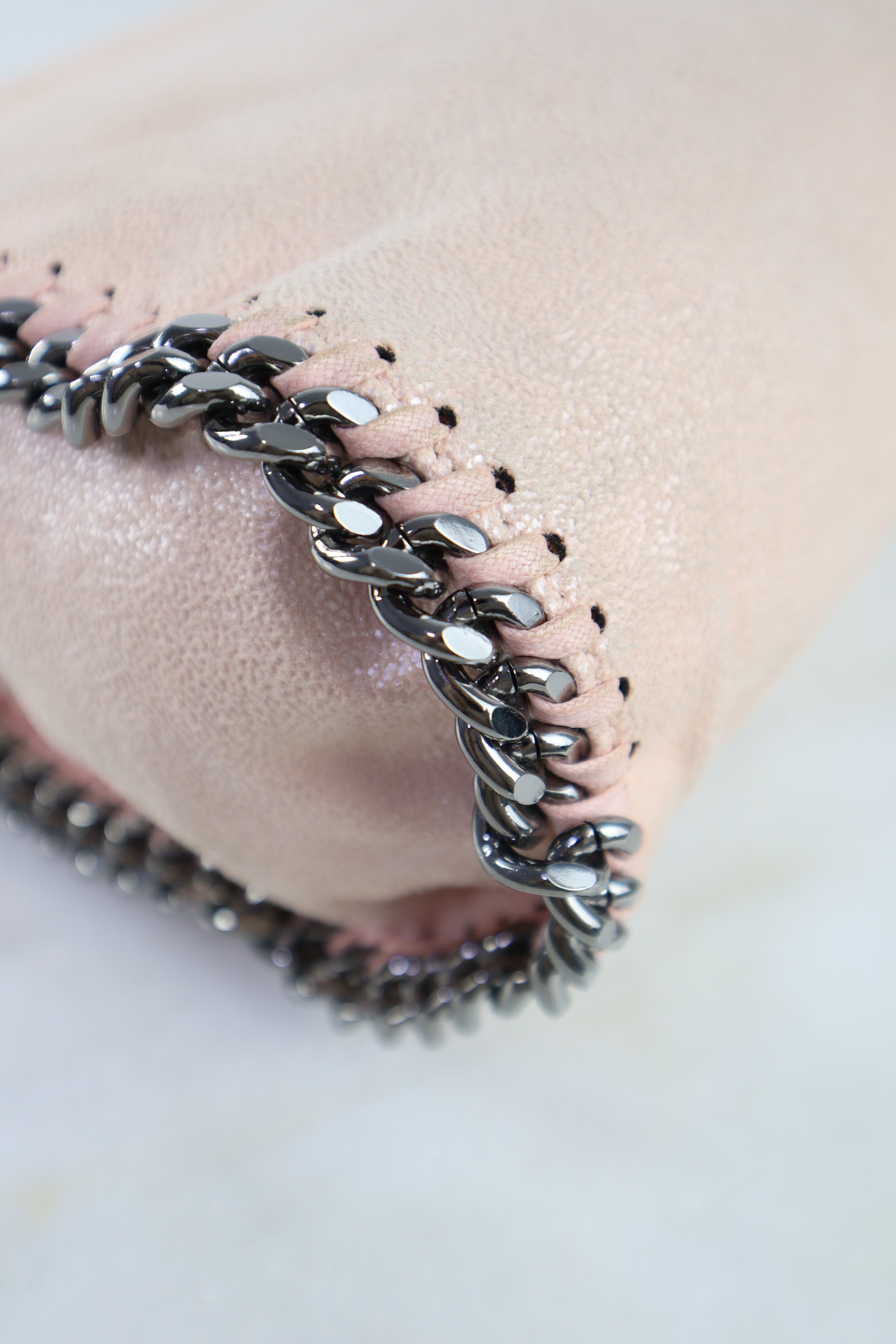 Stella Mccartney Powder Pink Falabella Small Tote Bag with Chain