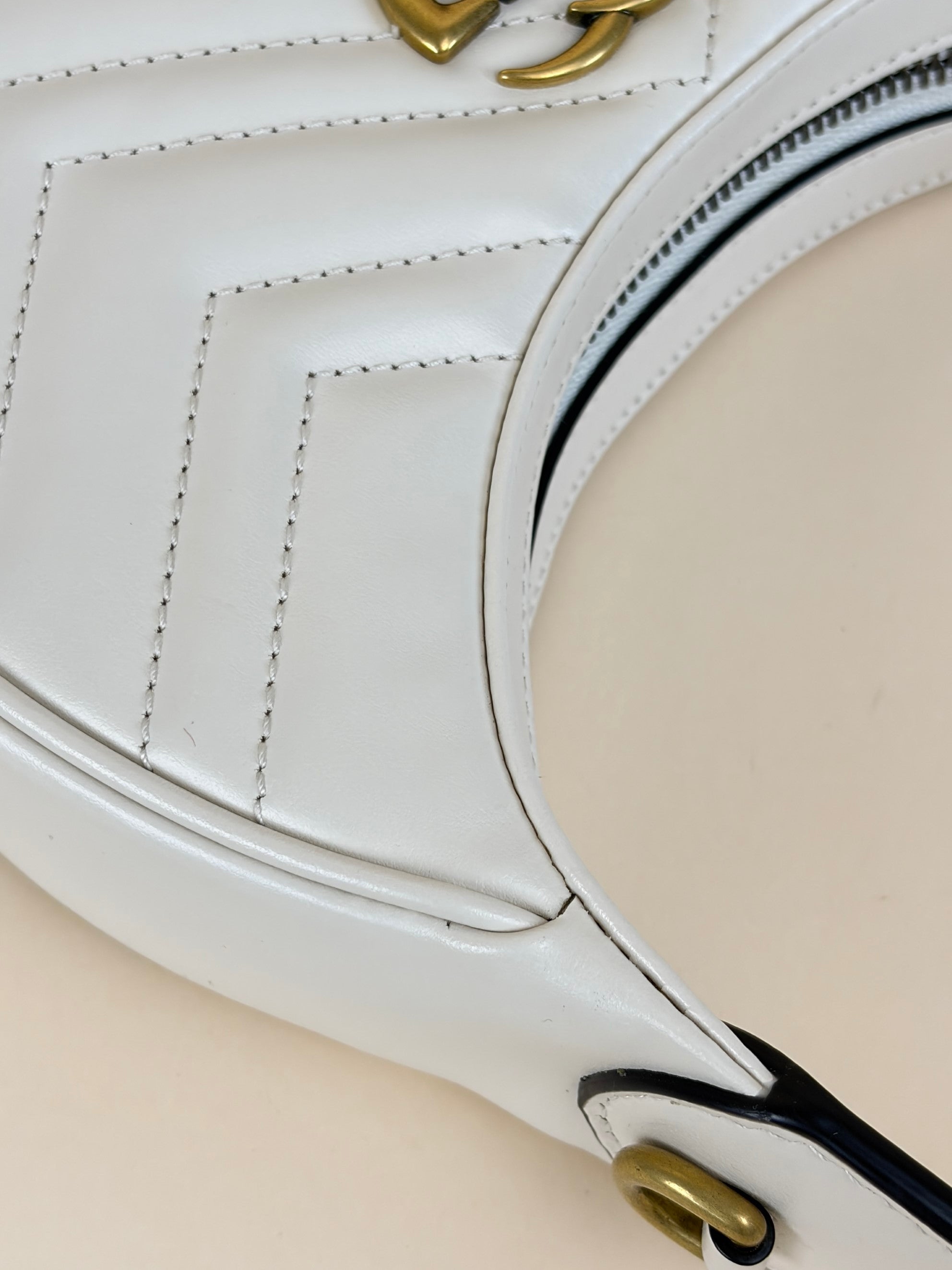 Gucci White GG Marmont Small Shoulder Bag