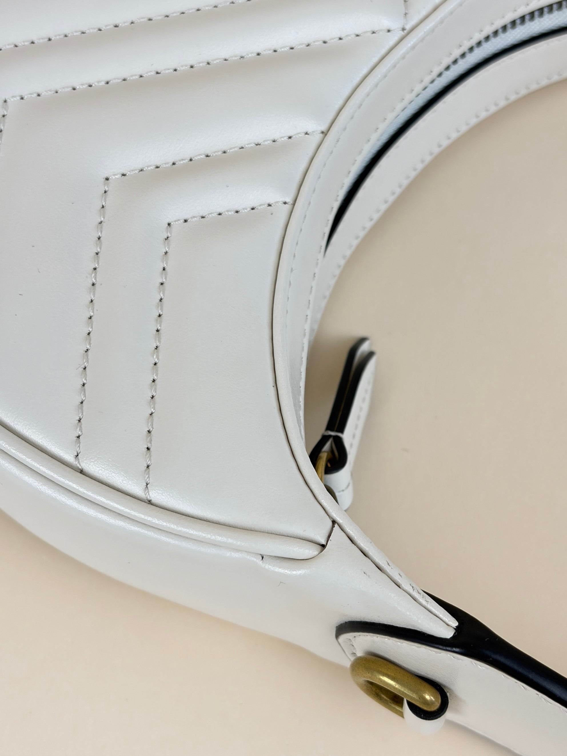 Gucci White GG Marmont Small Shoulder Bag