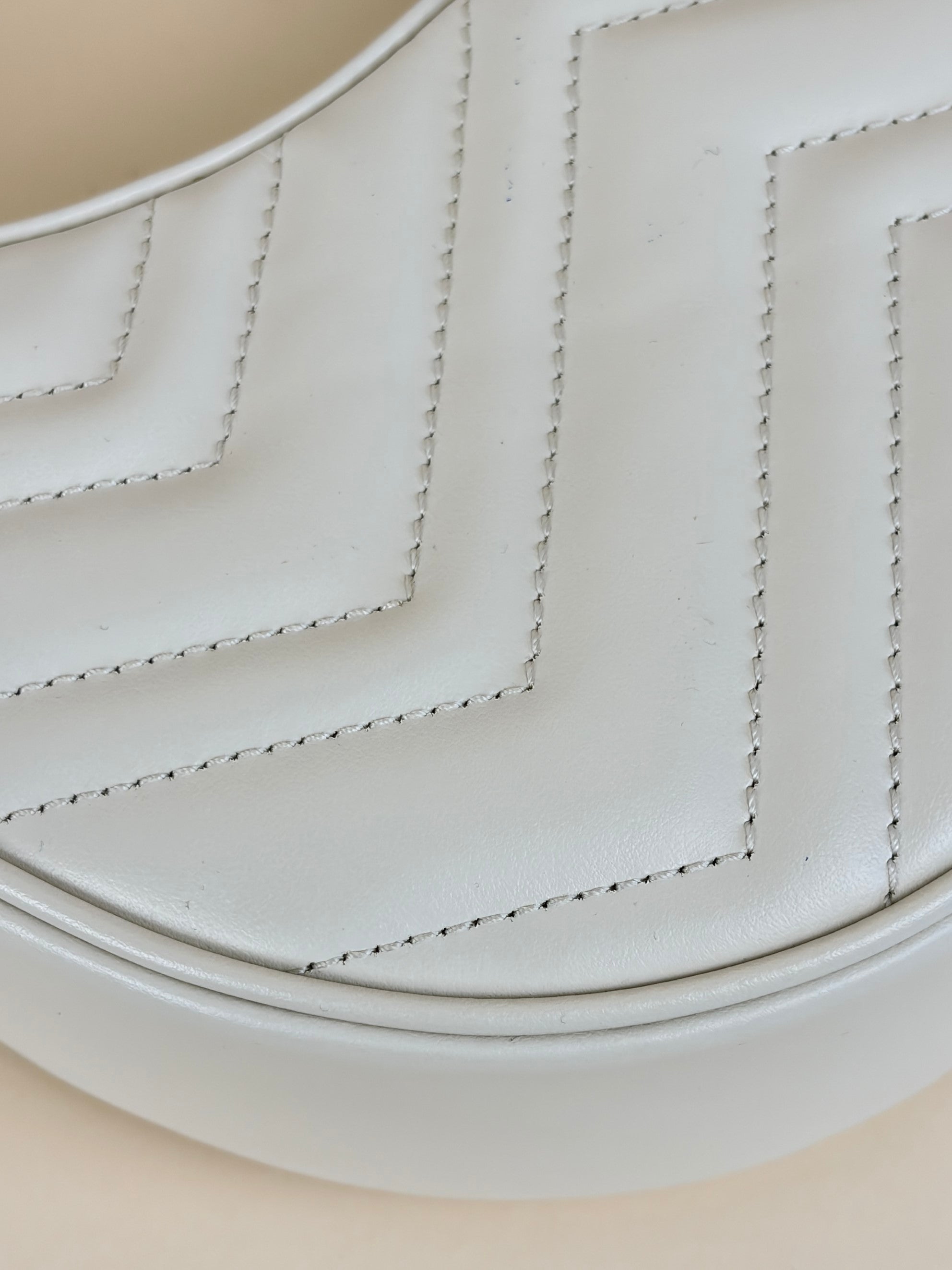 Gucci White GG Marmont Small Shoulder Bag