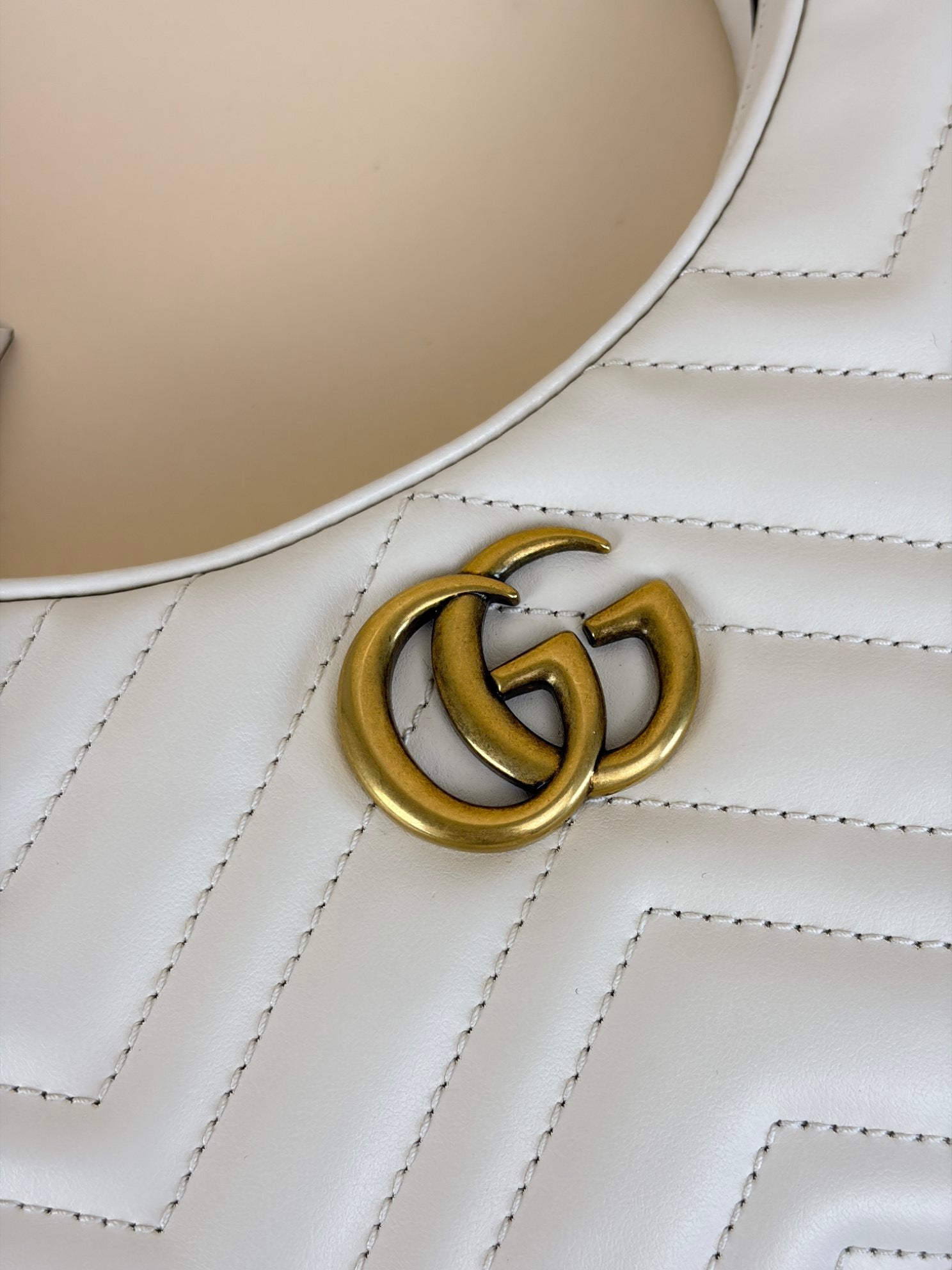 Gucci White GG Marmont Small Shoulder Bag