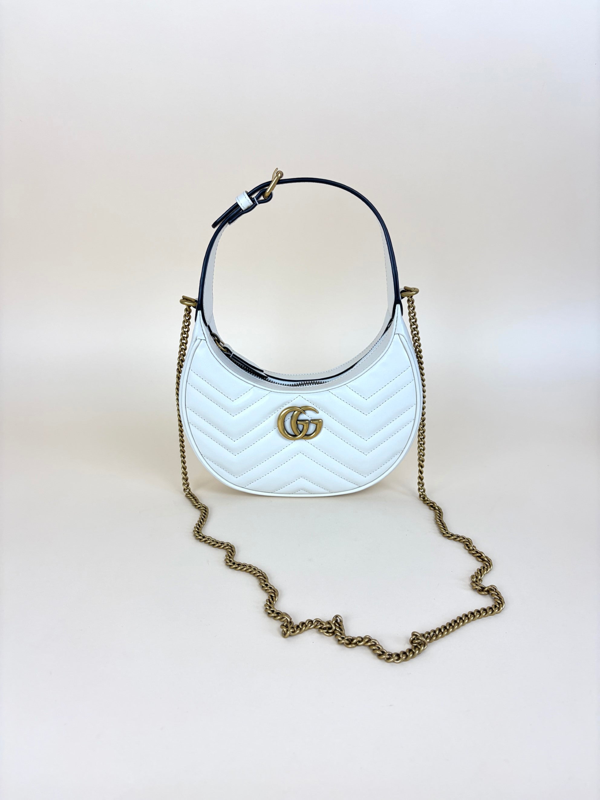 Gucci White GG Marmont Small Shoulder Bag
