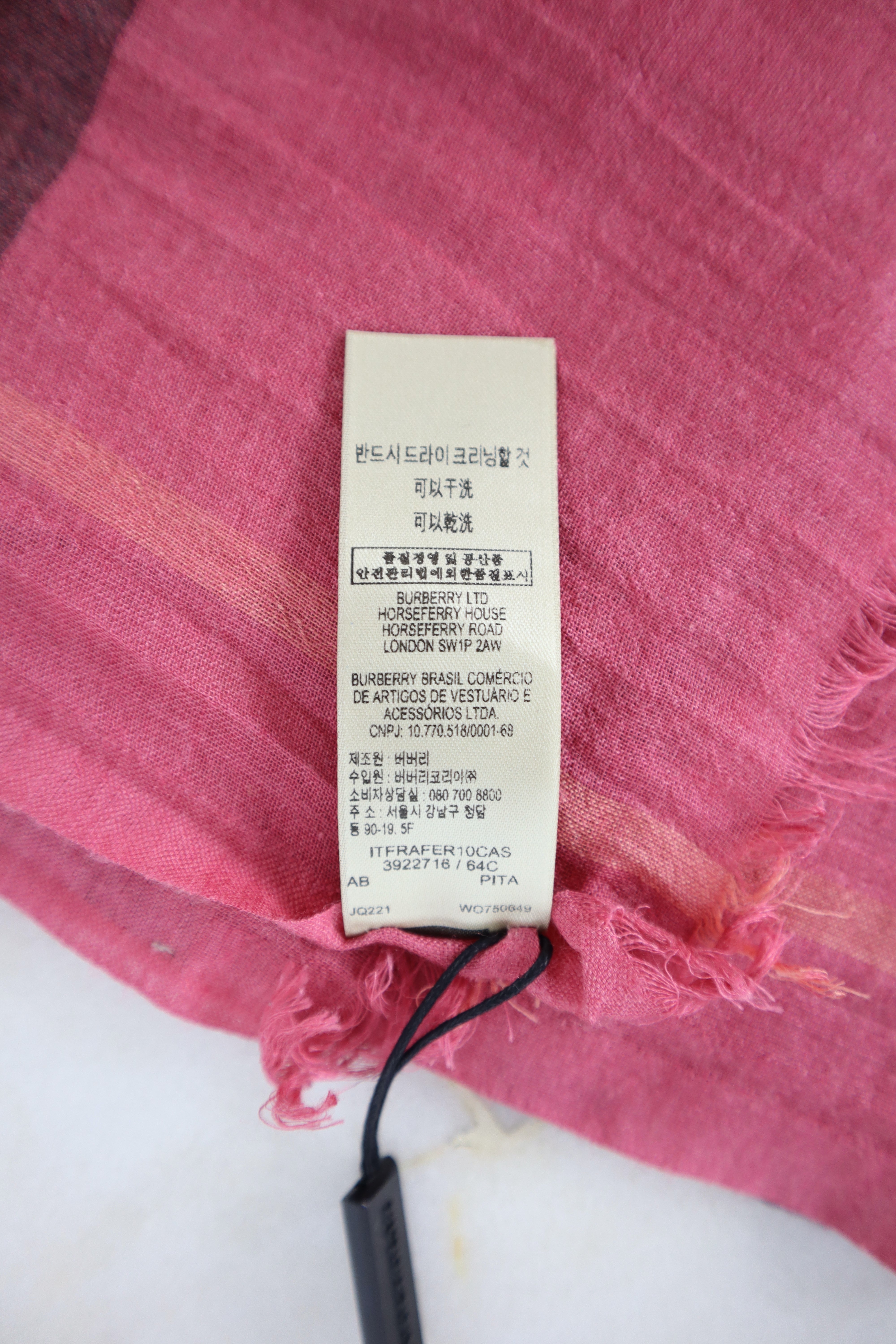 Burberry Tricolor Check Wool Silk Scarf