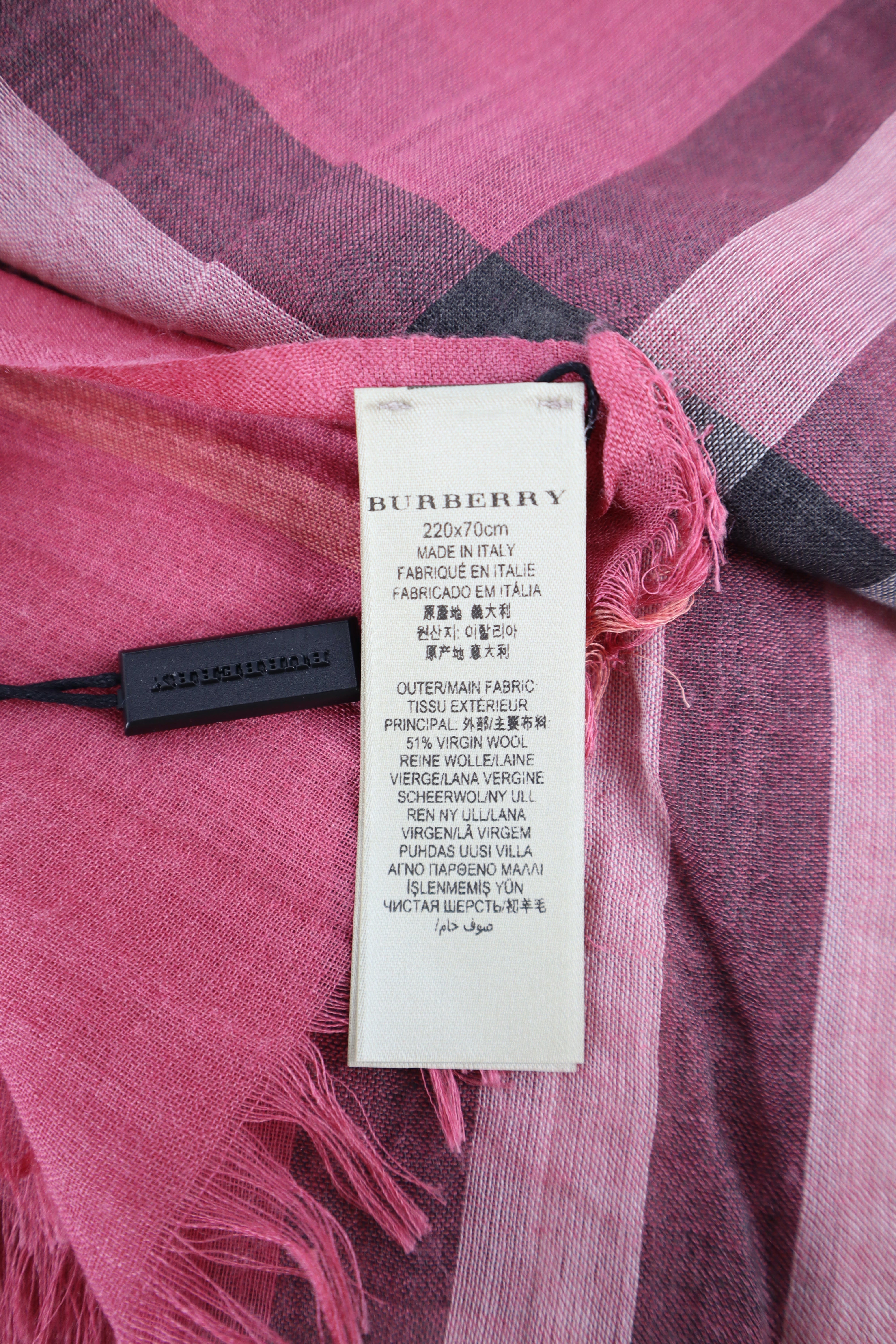 Burberry Tricolor Check Wool Silk Scarf