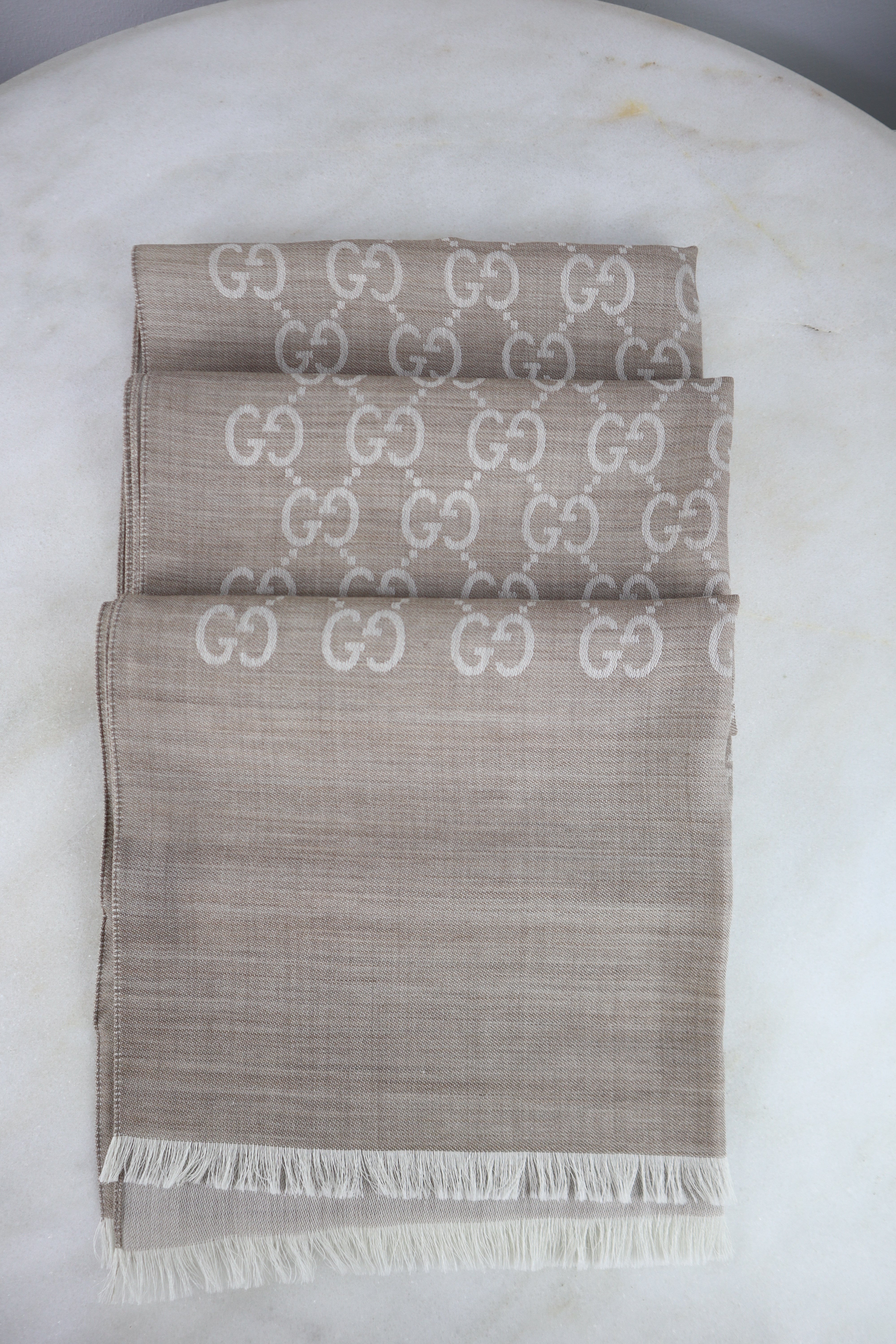 Gucci Beige GG Wool Scarf