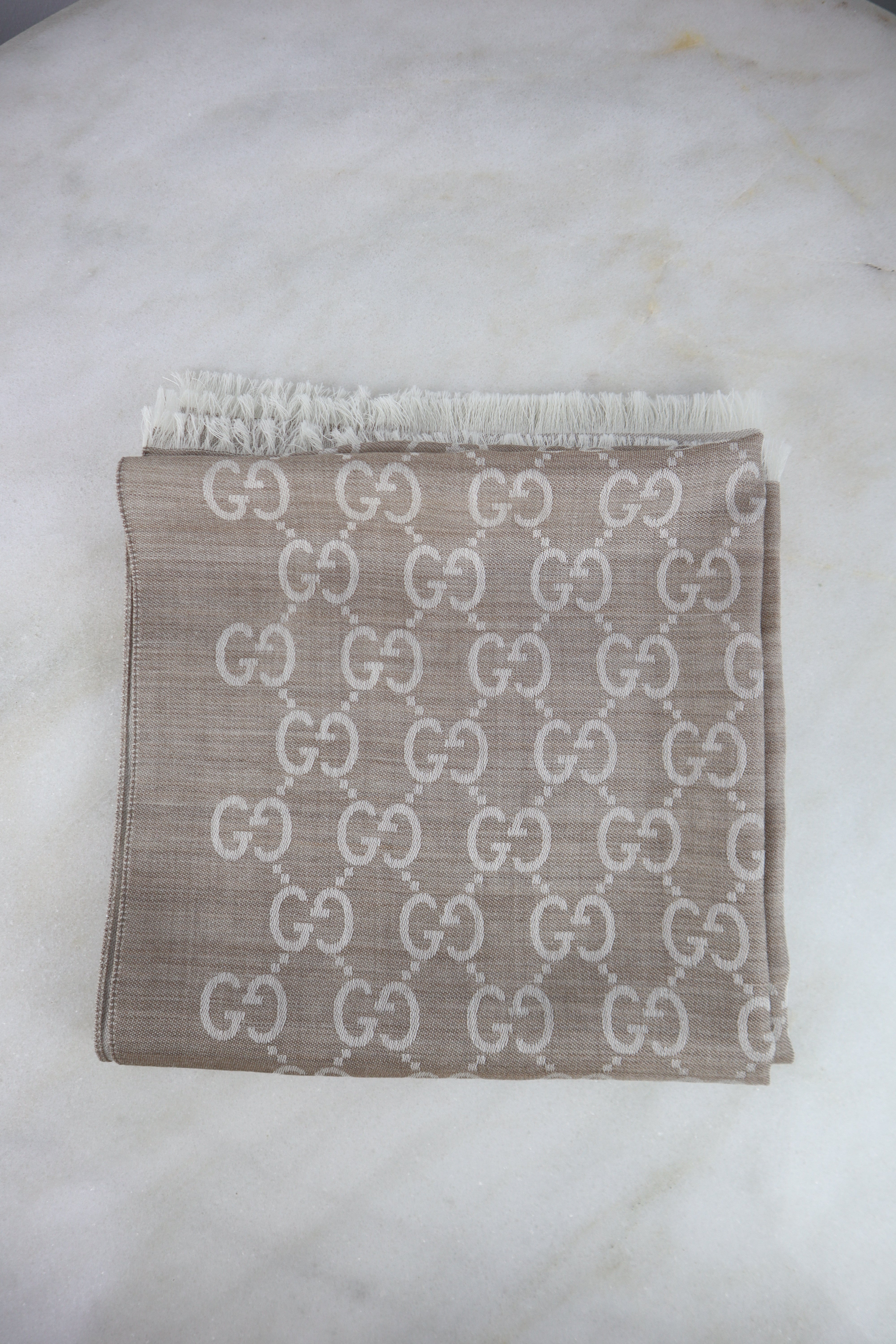 Gucci Beige GG Wool Scarf