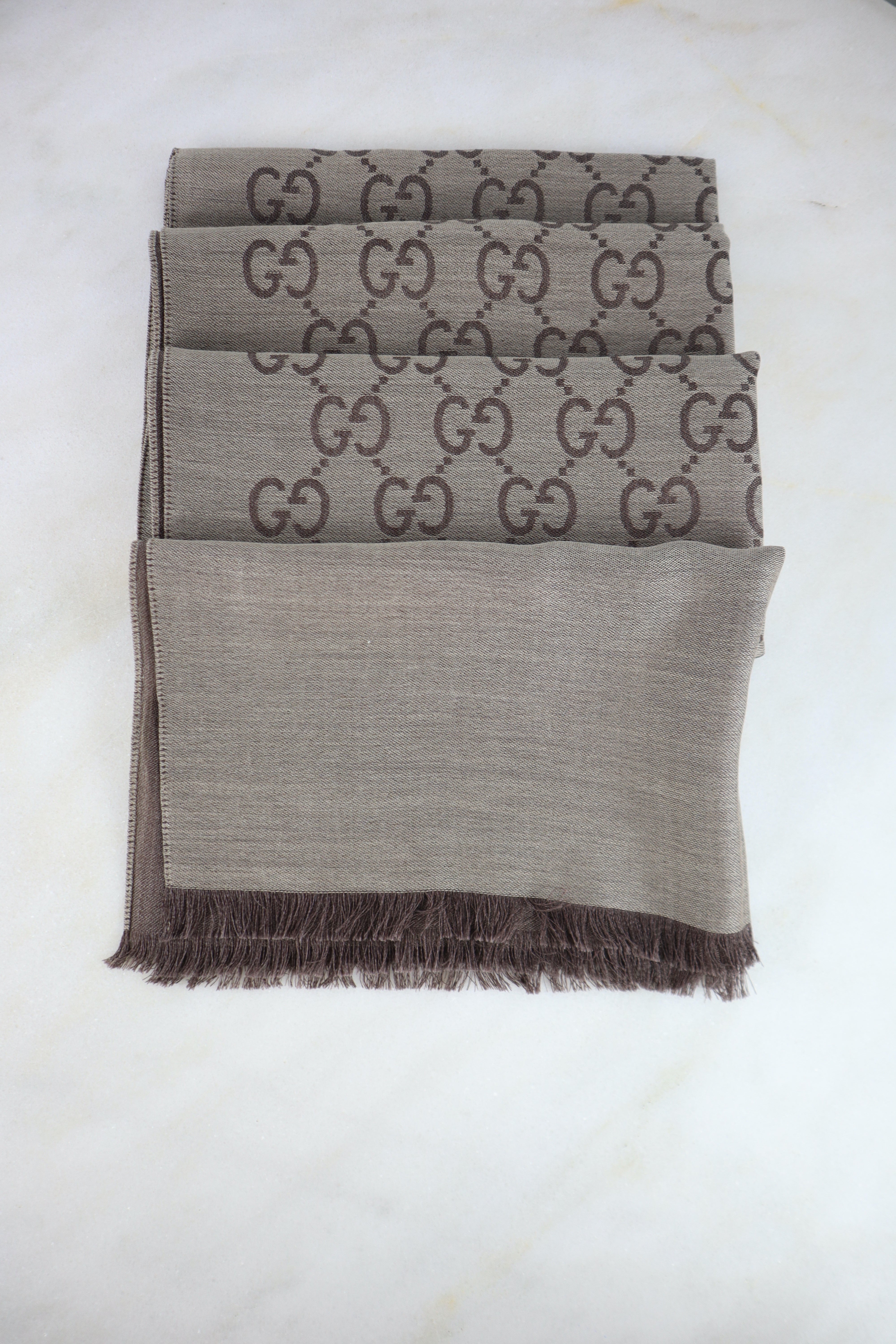 Gucci Brown GG Wool Scarf