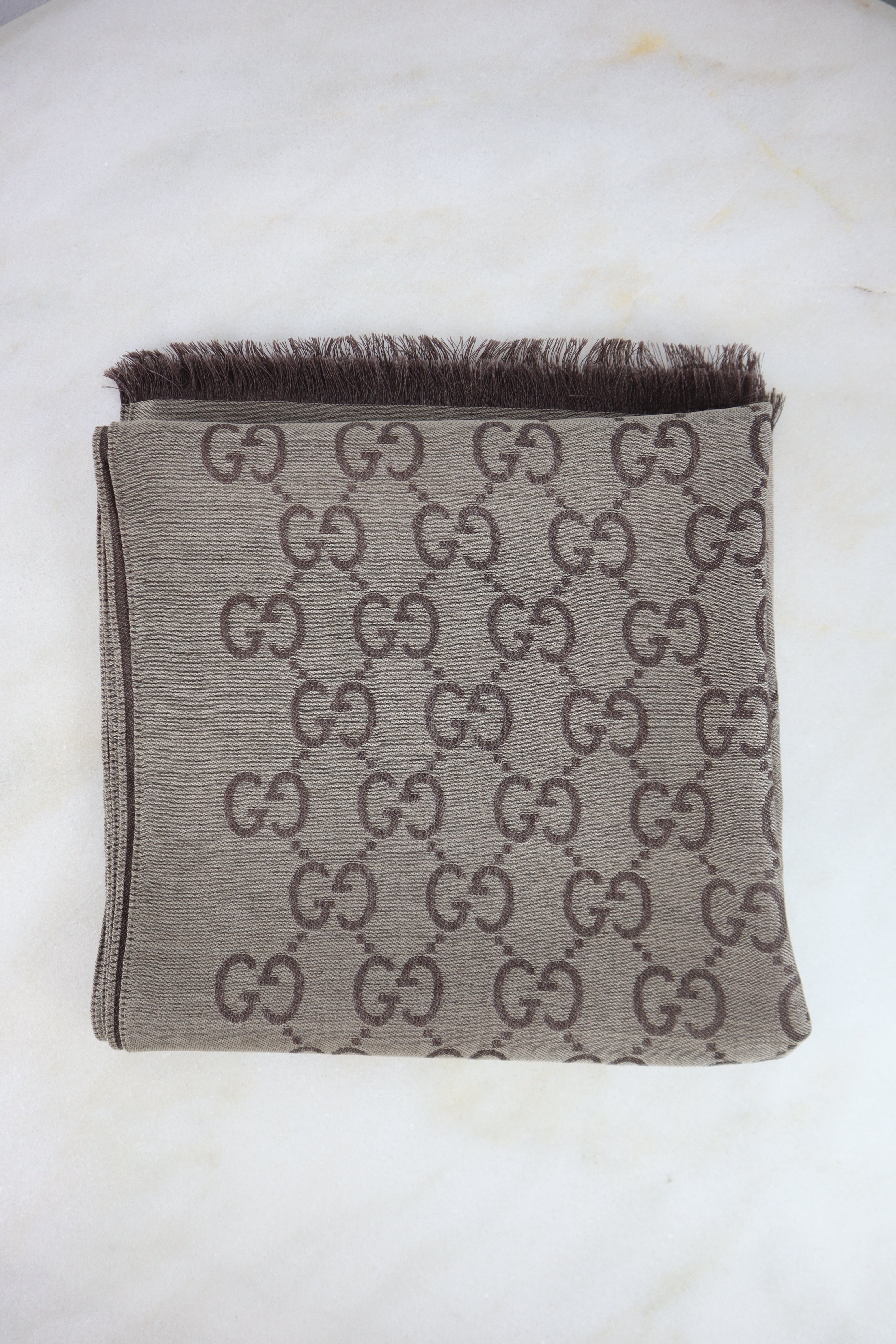 Gucci Brown GG Wool Scarf