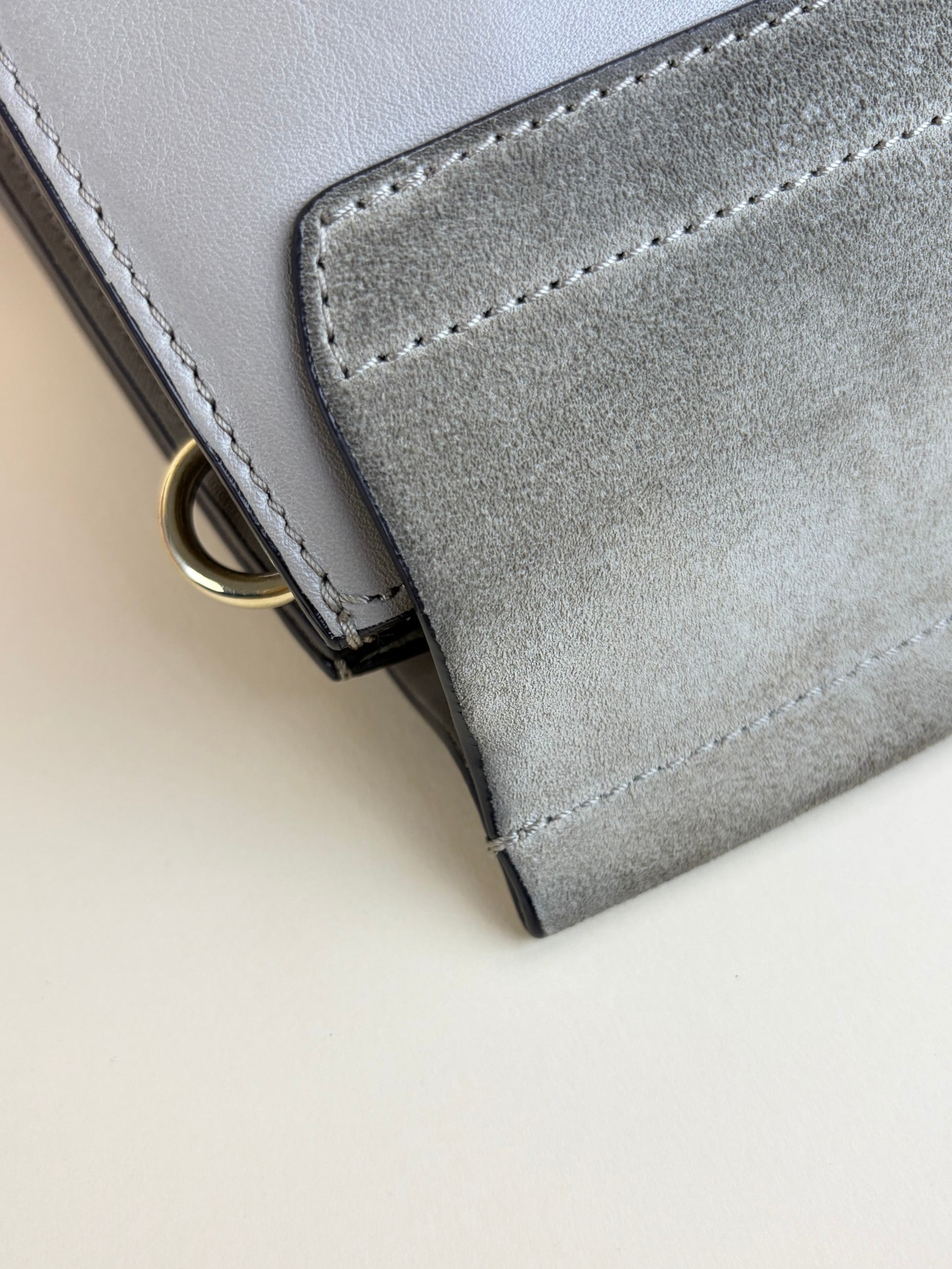 Chloe grey Faye calfskin suede medium shoulder bag