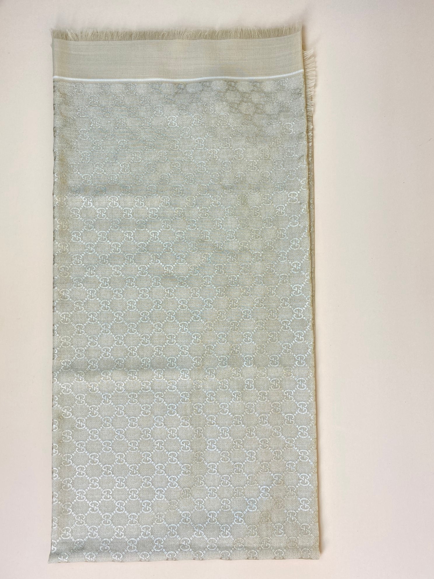 GUCCI SCARF laminated gg wool shawl beige-Scarf-Gucci-The Closet Egypt